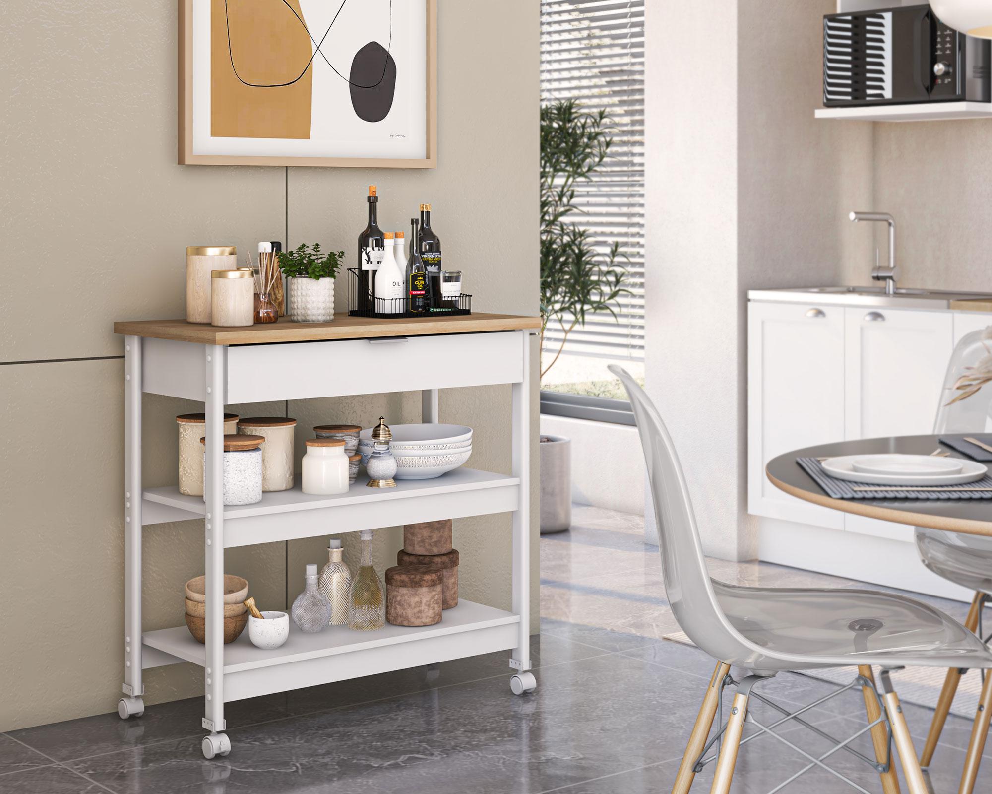 Isla cocina americana 90x86 cm Blanca-3