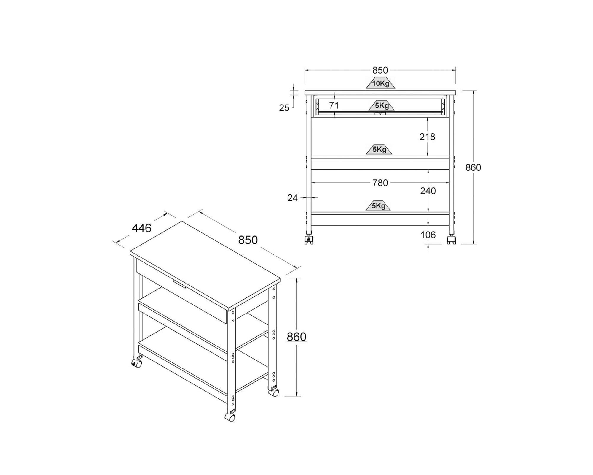 Isla cocina americana 90x86 cm Blanca-4