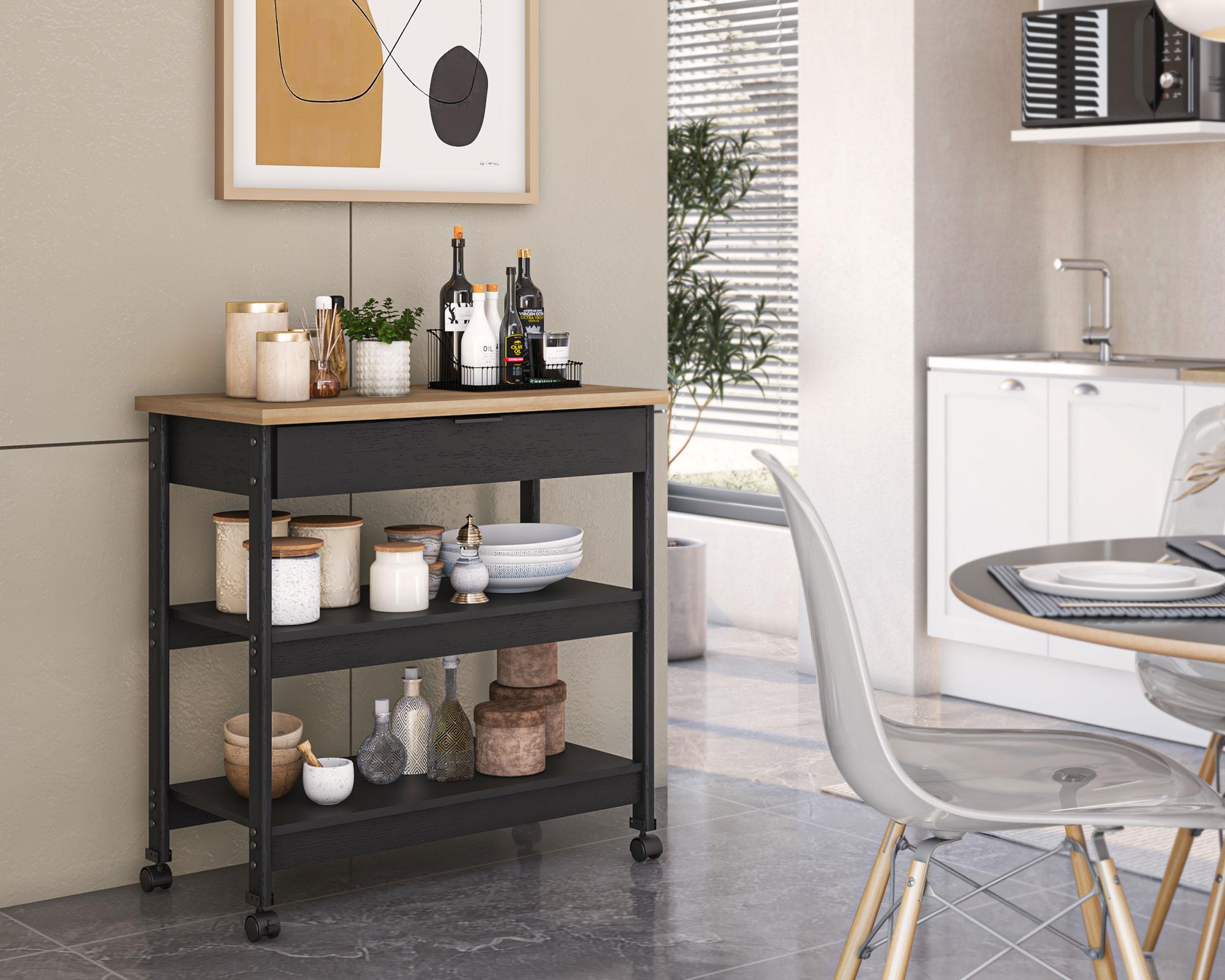 Isla cocina americana 90x86 cm Negro-3