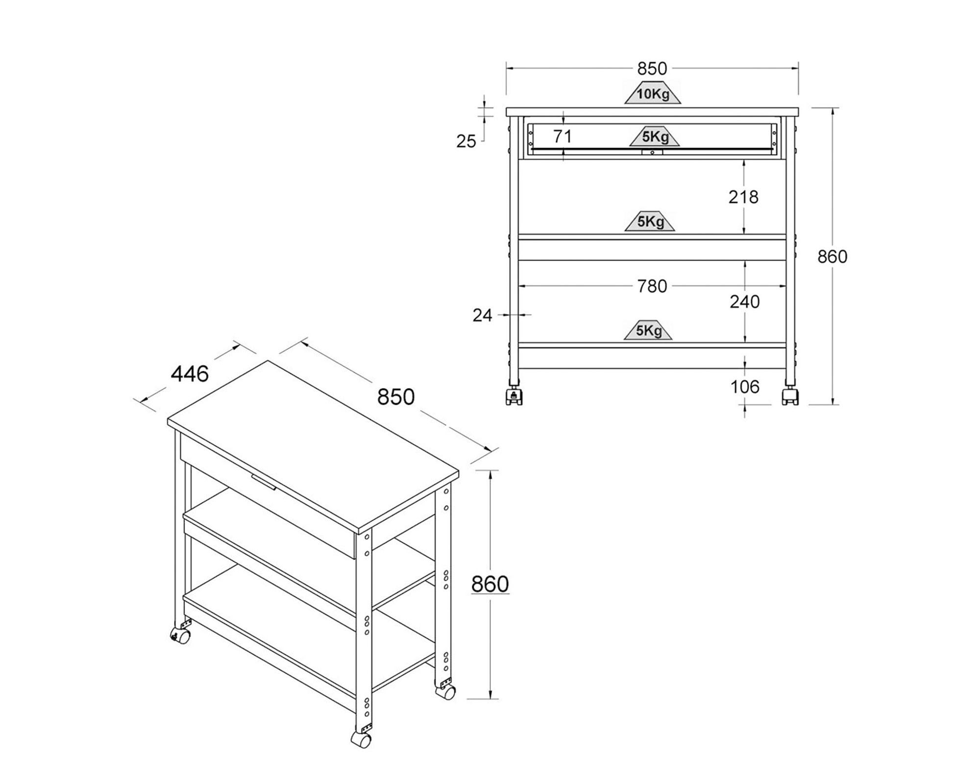 Isla cocina americana 90x86 cm Negro-4