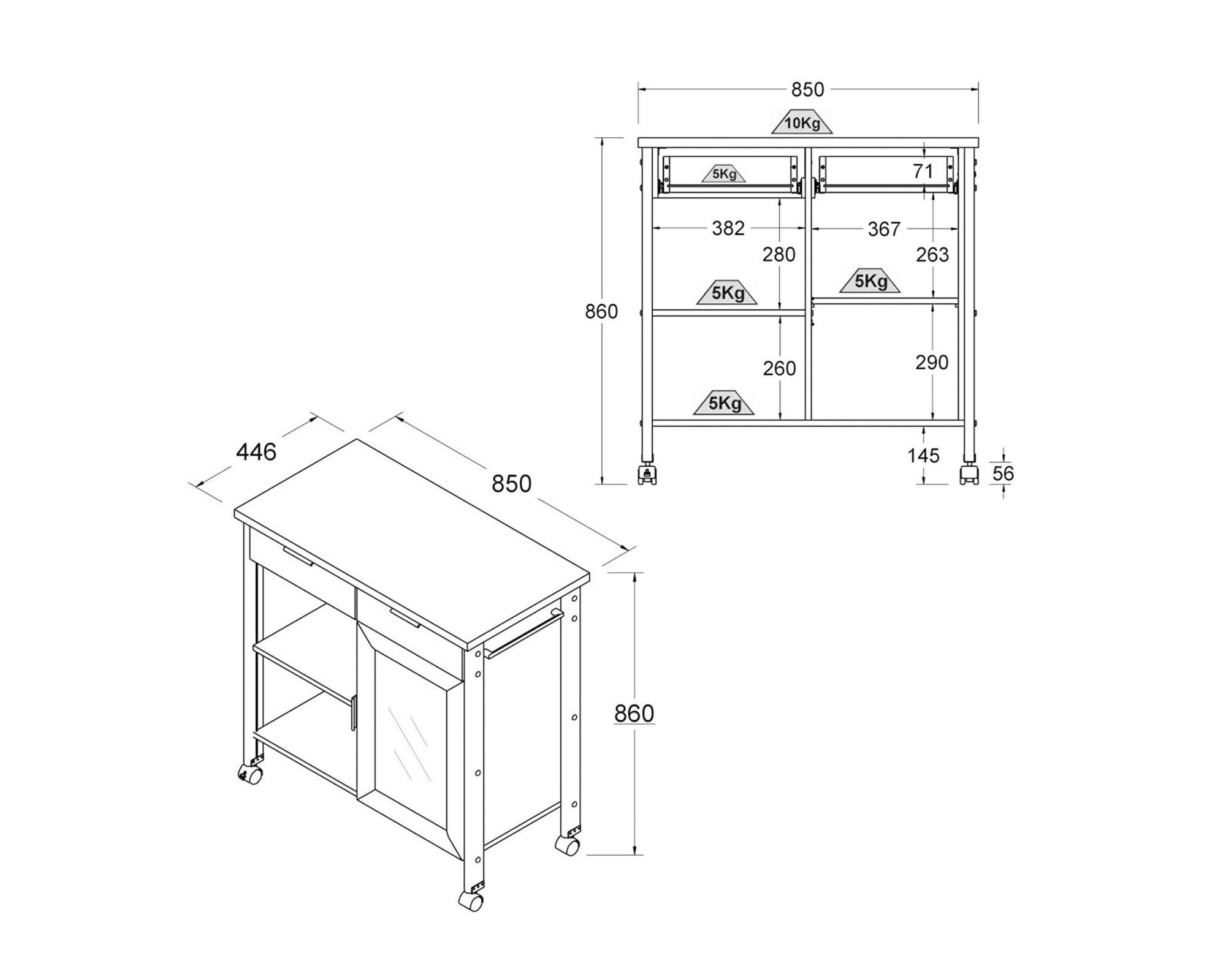 Isla cocina americana 85x86 cm Negra-4