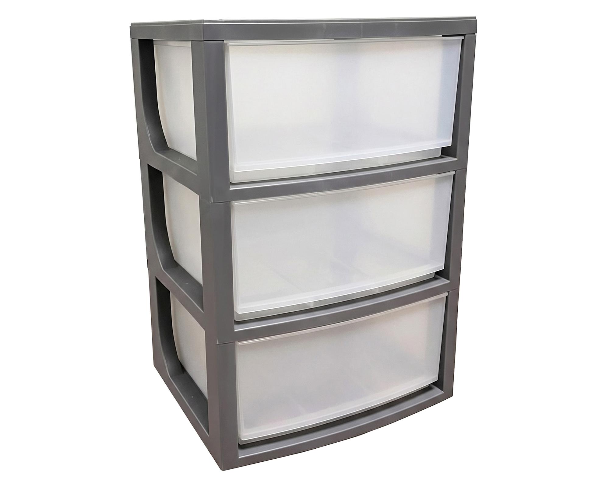 Mueble modular 3 cajones plástico gris 90 litros-0