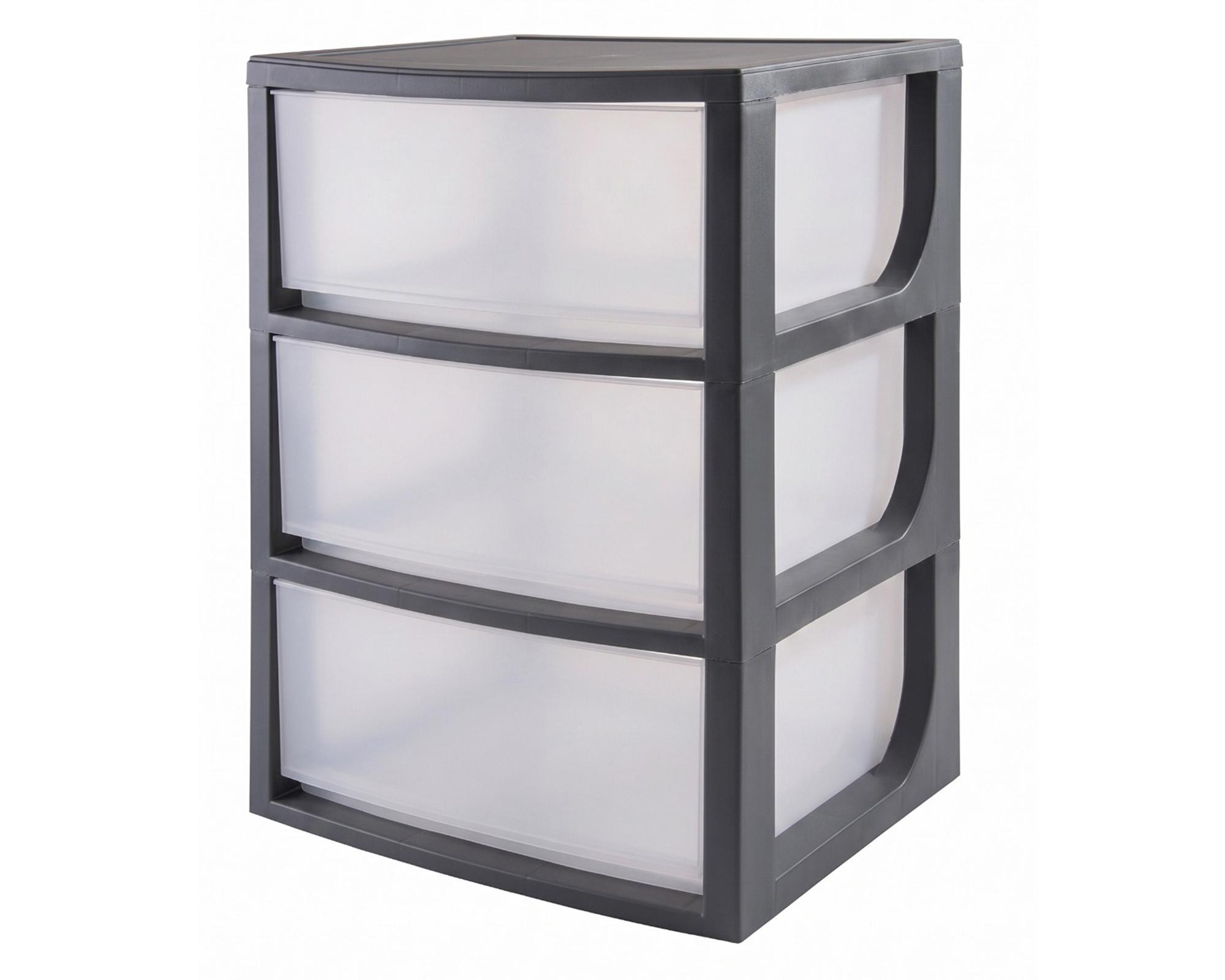 Mueble modular 3 cajones plástico gris 90 litros-1