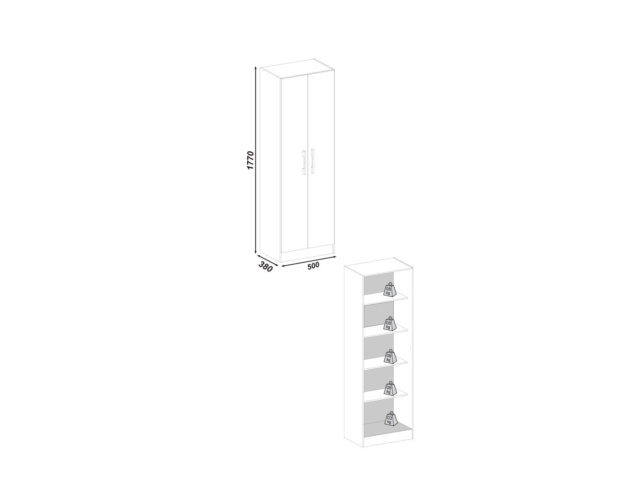 Clóset zapatero Bahamas blanco 2 puertas-3