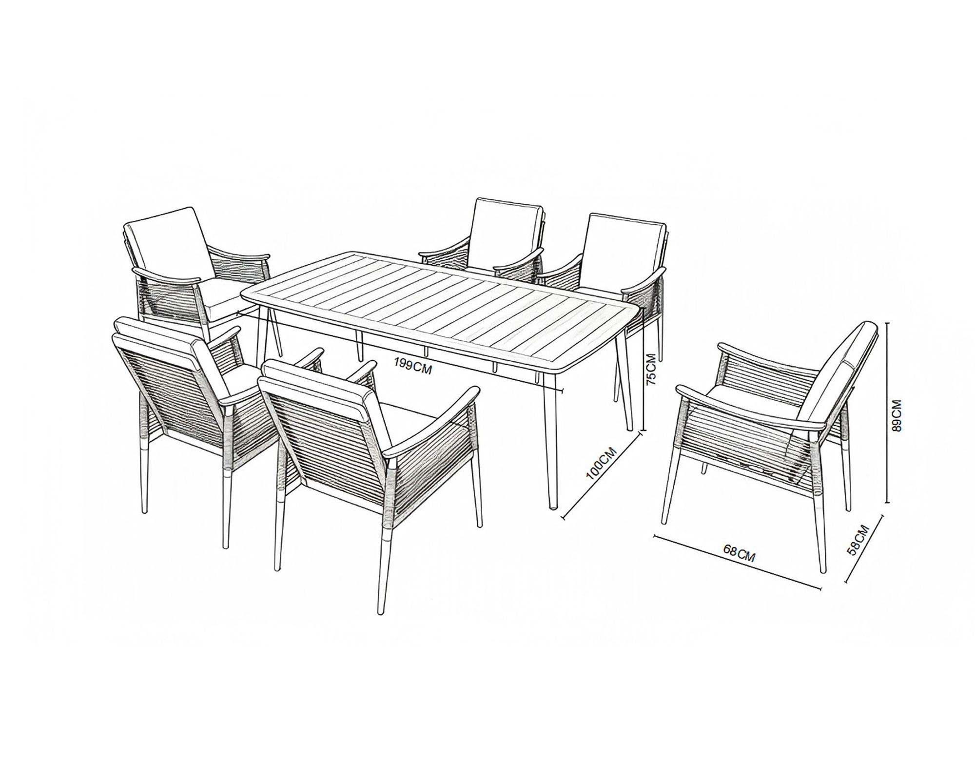 Comedor Diani 75x199x100 cm-5
