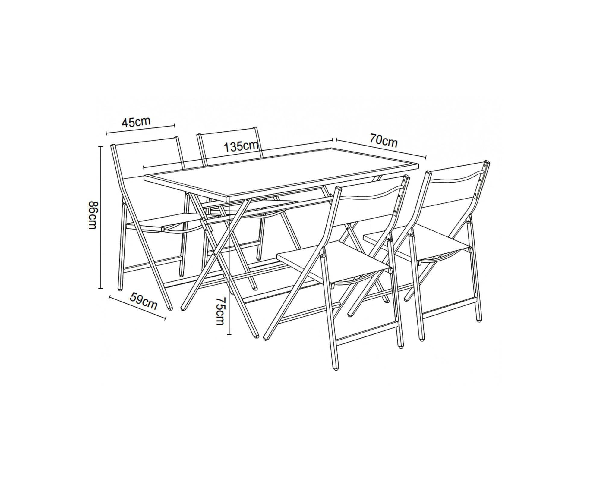 Comedor plegable Rodas 75x135x70 cm-10