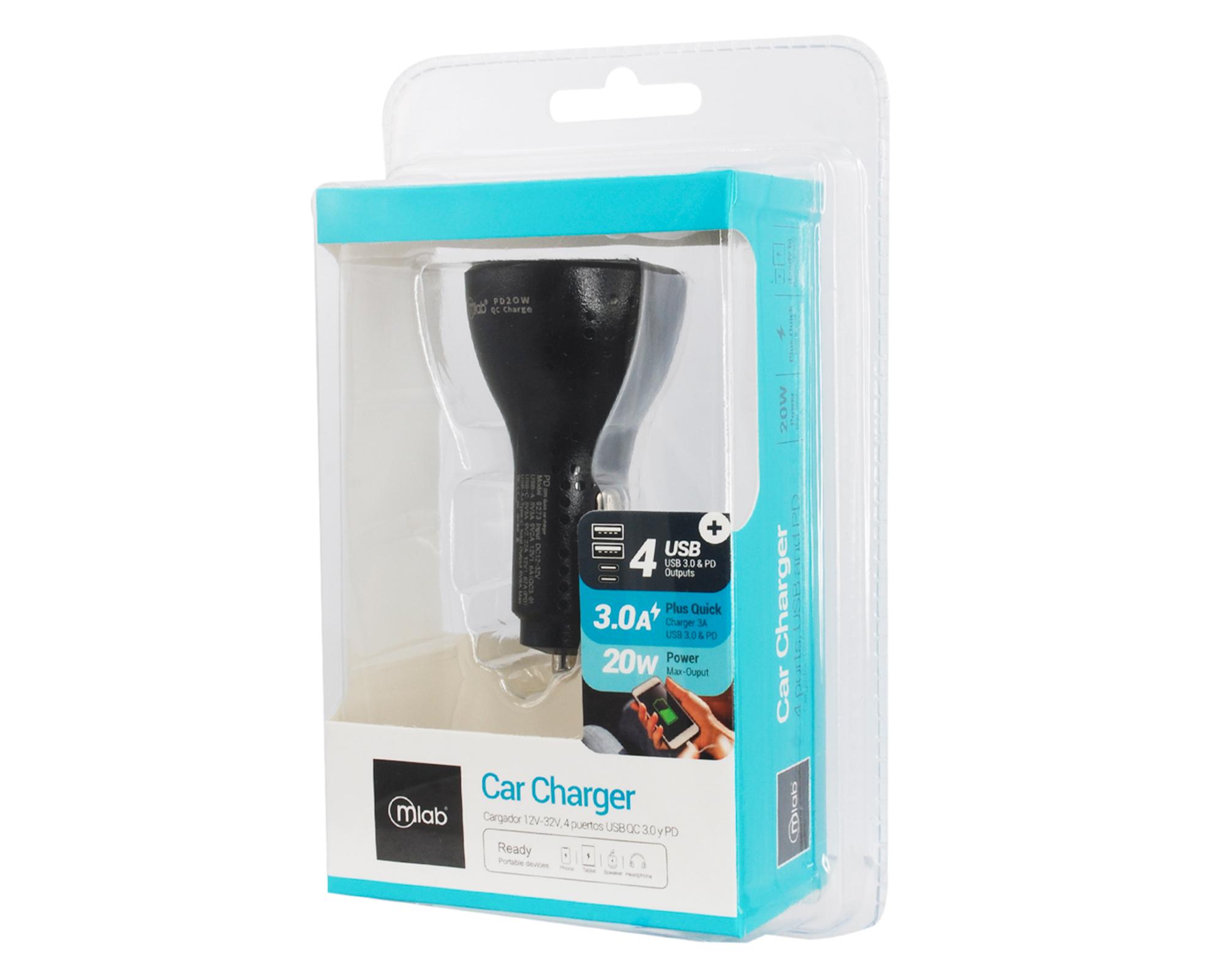 Cargador de auto USB 4 puertos 12V 20W negro-3