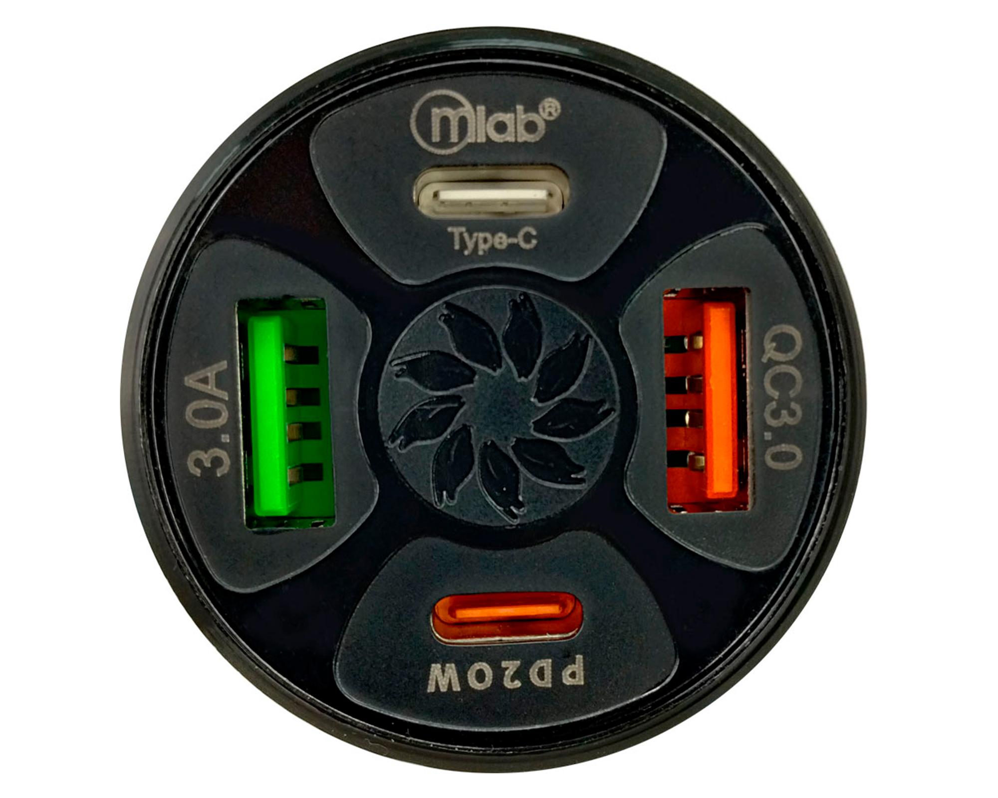 Cargador de auto USB 4 puertos 12V 20W negro-2