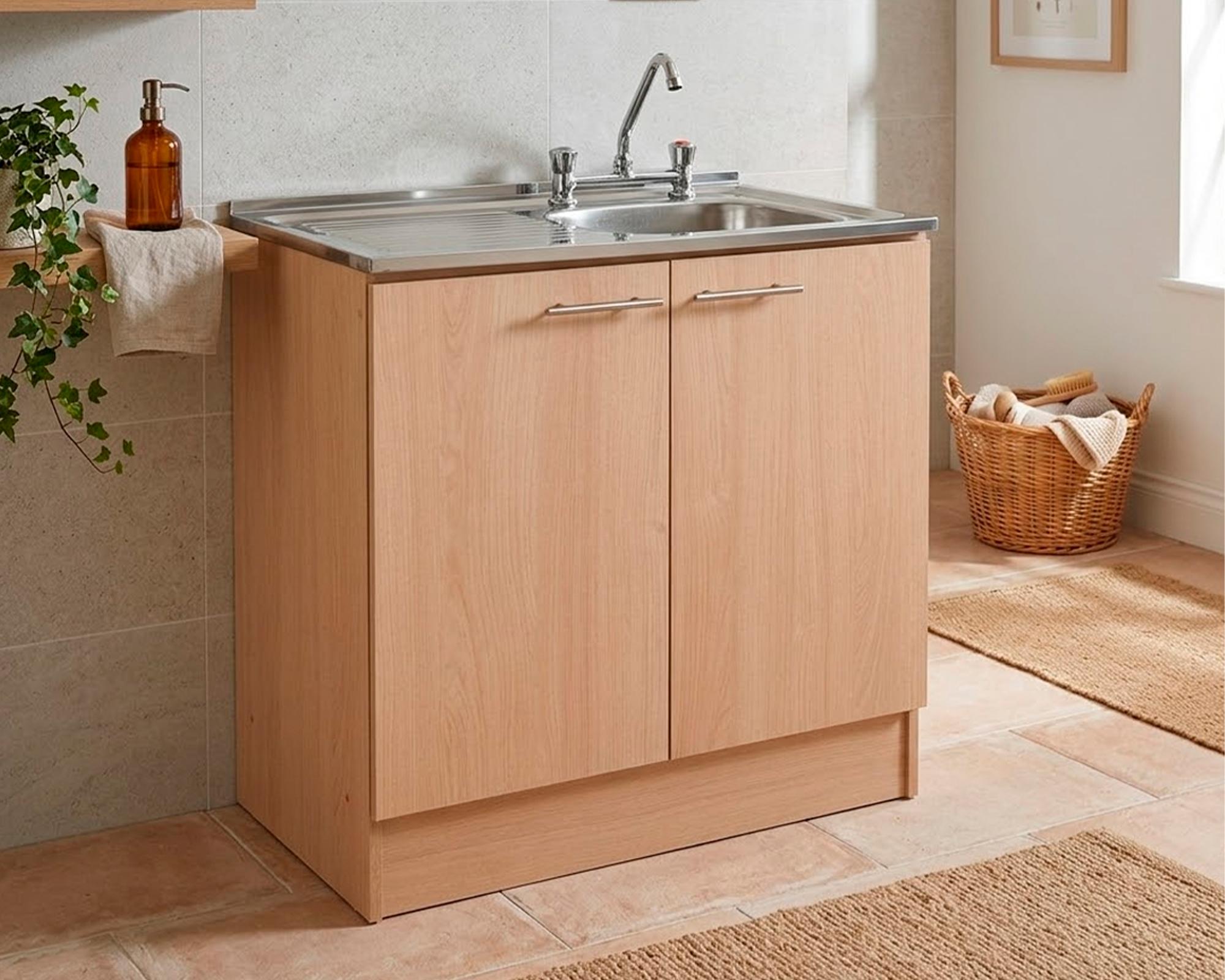 Mueble base lavaplatos derecho beige 100 cm-3