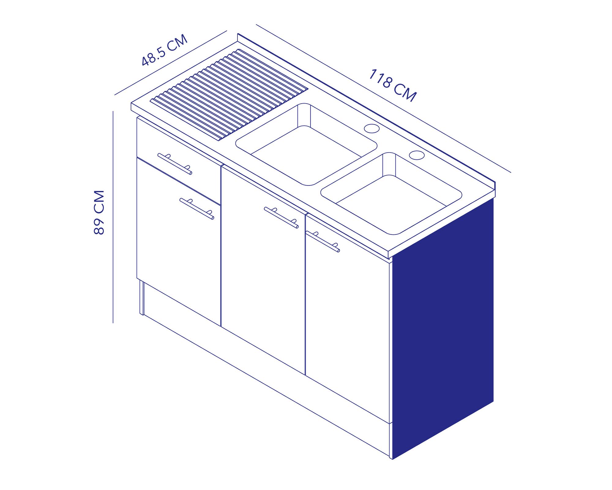 Mueble base lavaplatos 120 izquierdo blanco 118 cm-4
