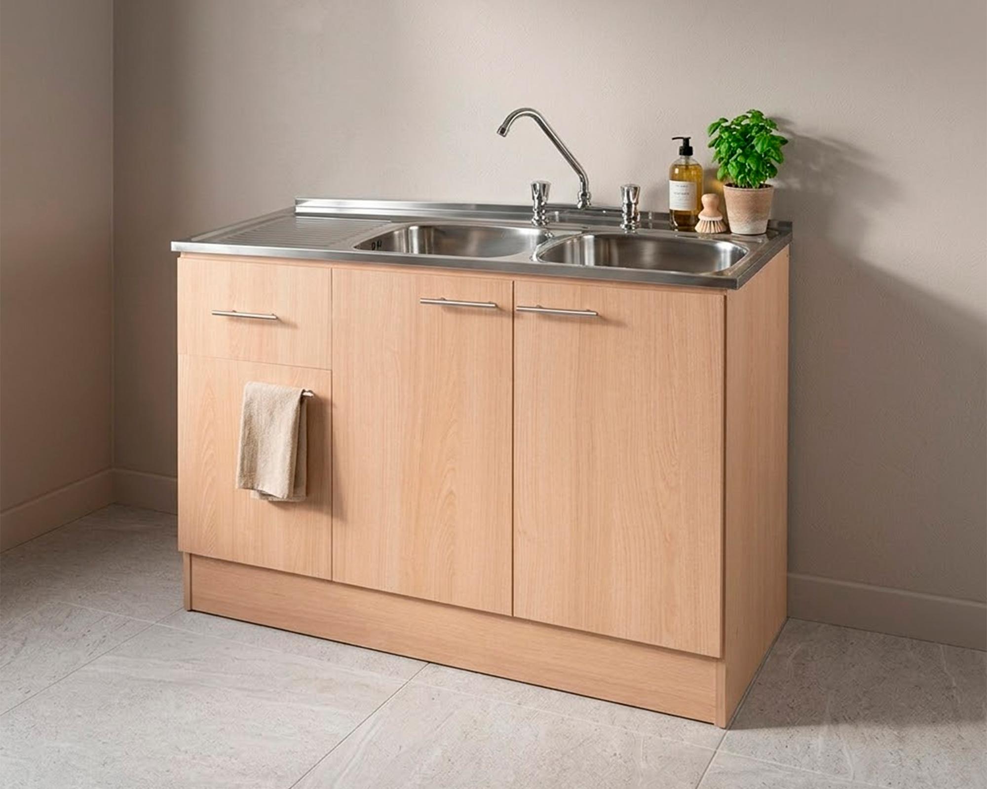 Mueble base lavaplatos 120 derecho beige 118 cm-3