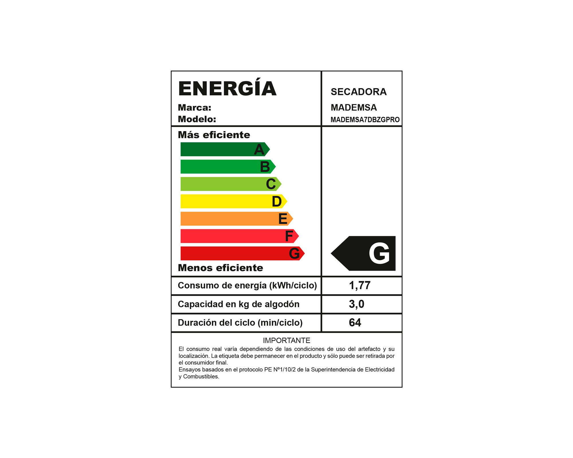 Secadora carga frontal 7DBZGPRO 7 kg blanco-6