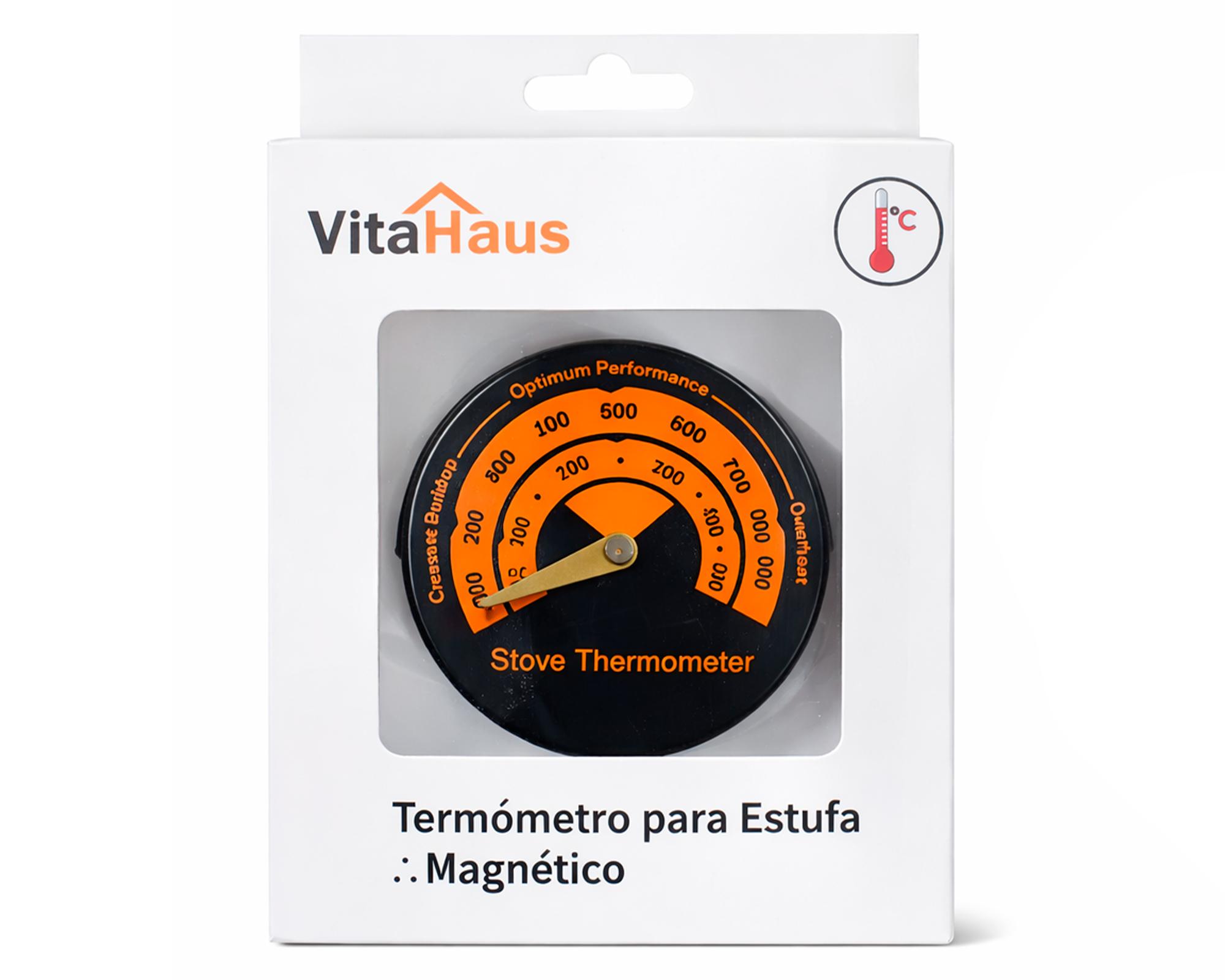 Termómetro estufas a leña negro/naranjo-1