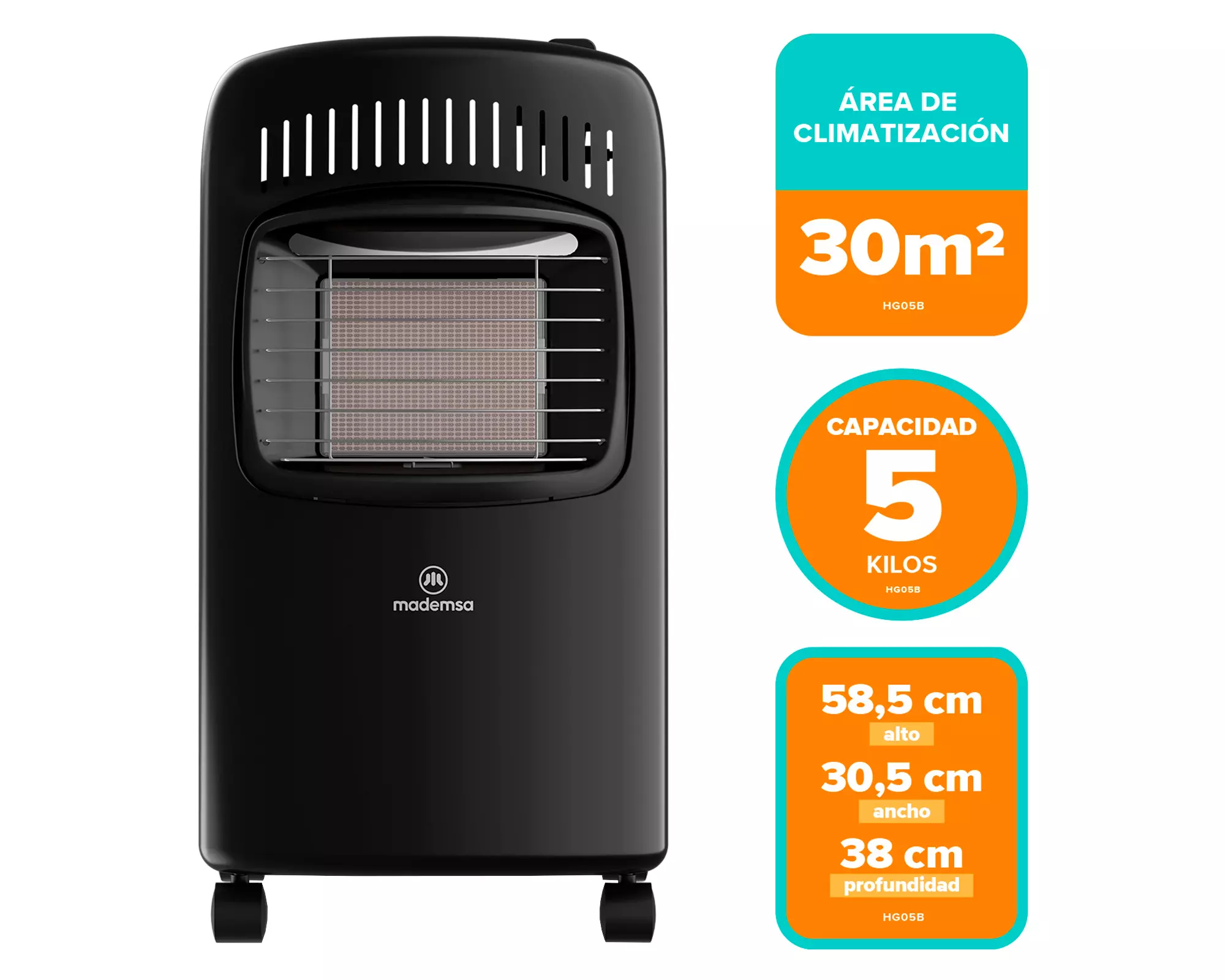 Estufa a gas HG05B 2.4 kW 5 kg negro-1
