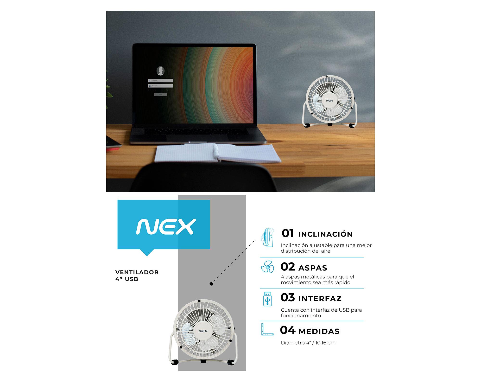 Ventilador USB 4'' blanco-3
