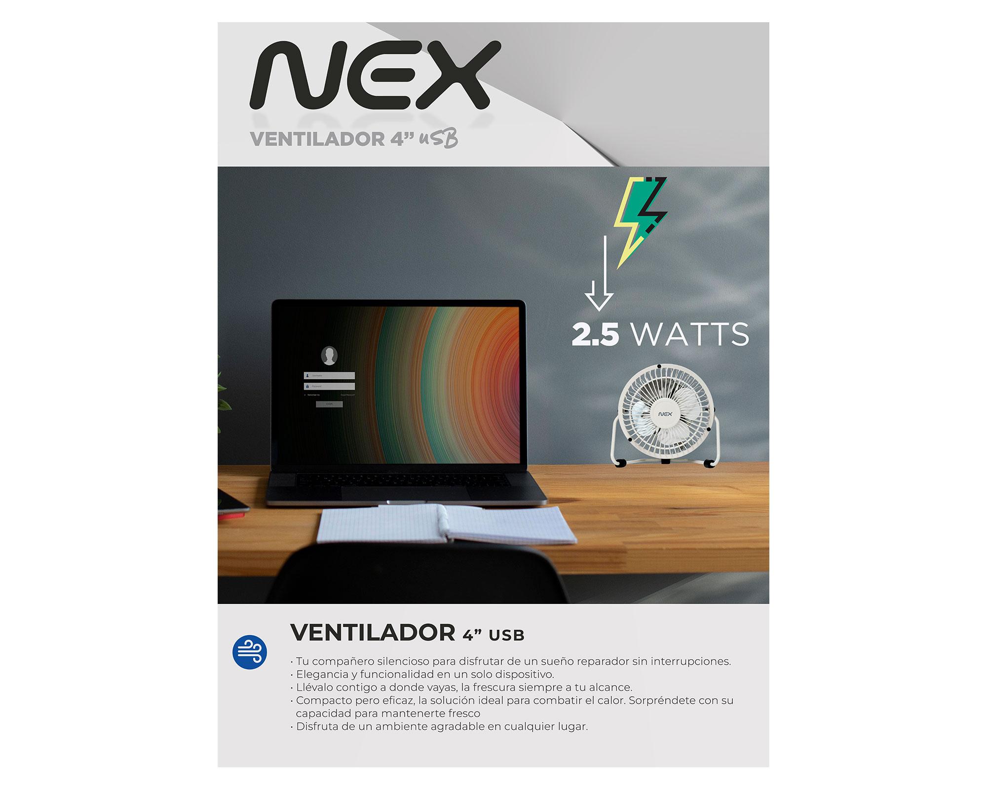Ventilador USB 4'' blanco-4