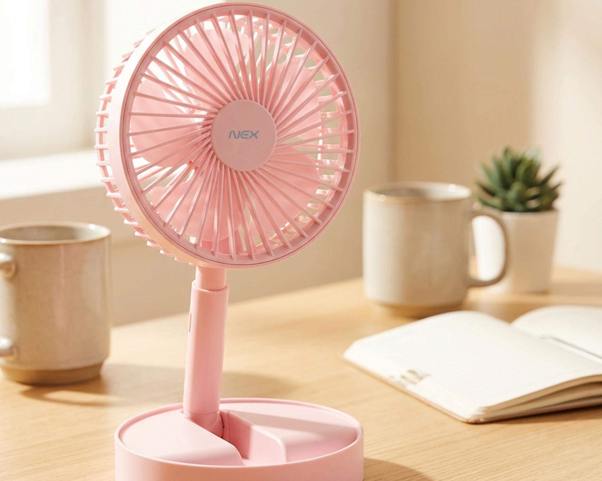 Ventilador portátil plegable rosa-3