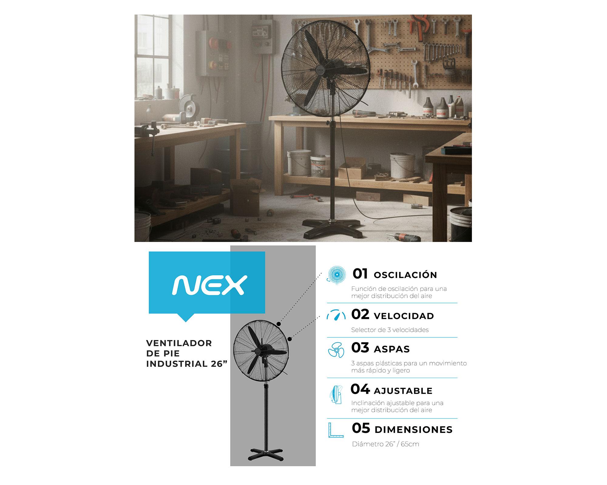 Ventilador pie 180W Industrial 26''-2