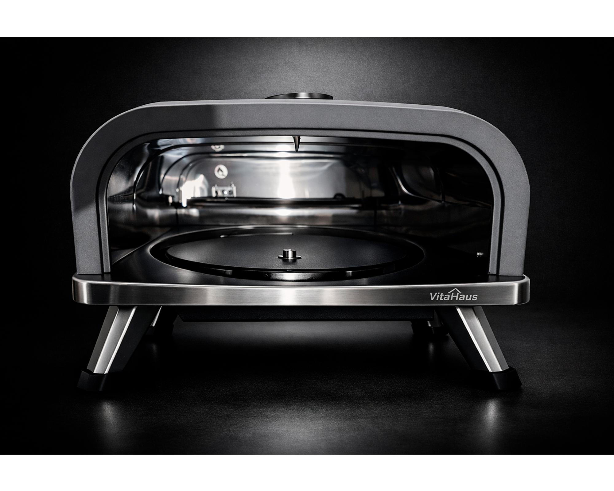 Horno pizza giratorio automático VPO-12GA negro/plata-5