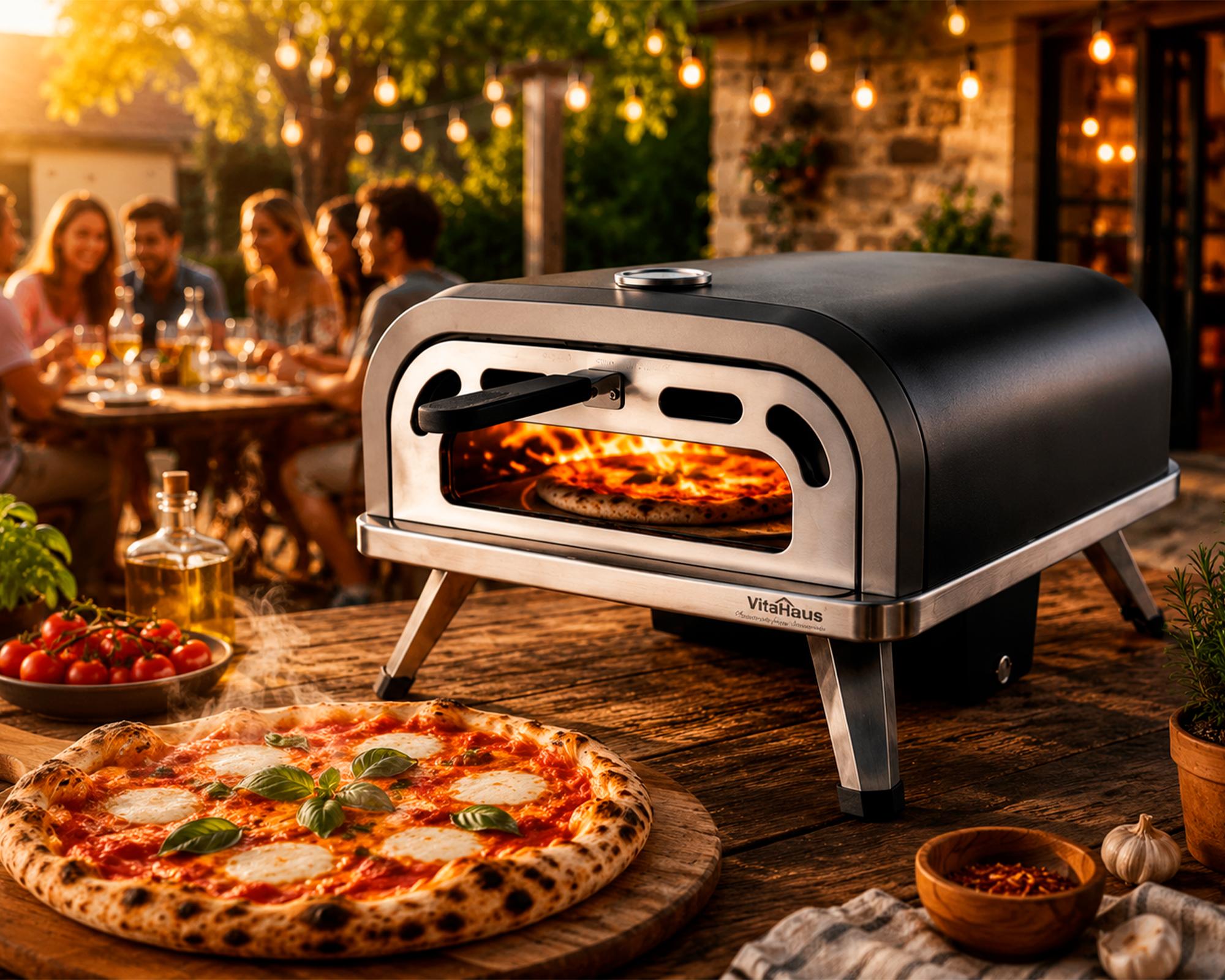 Horno pizza giratorio automático VPO-12GA negro/plata-6
