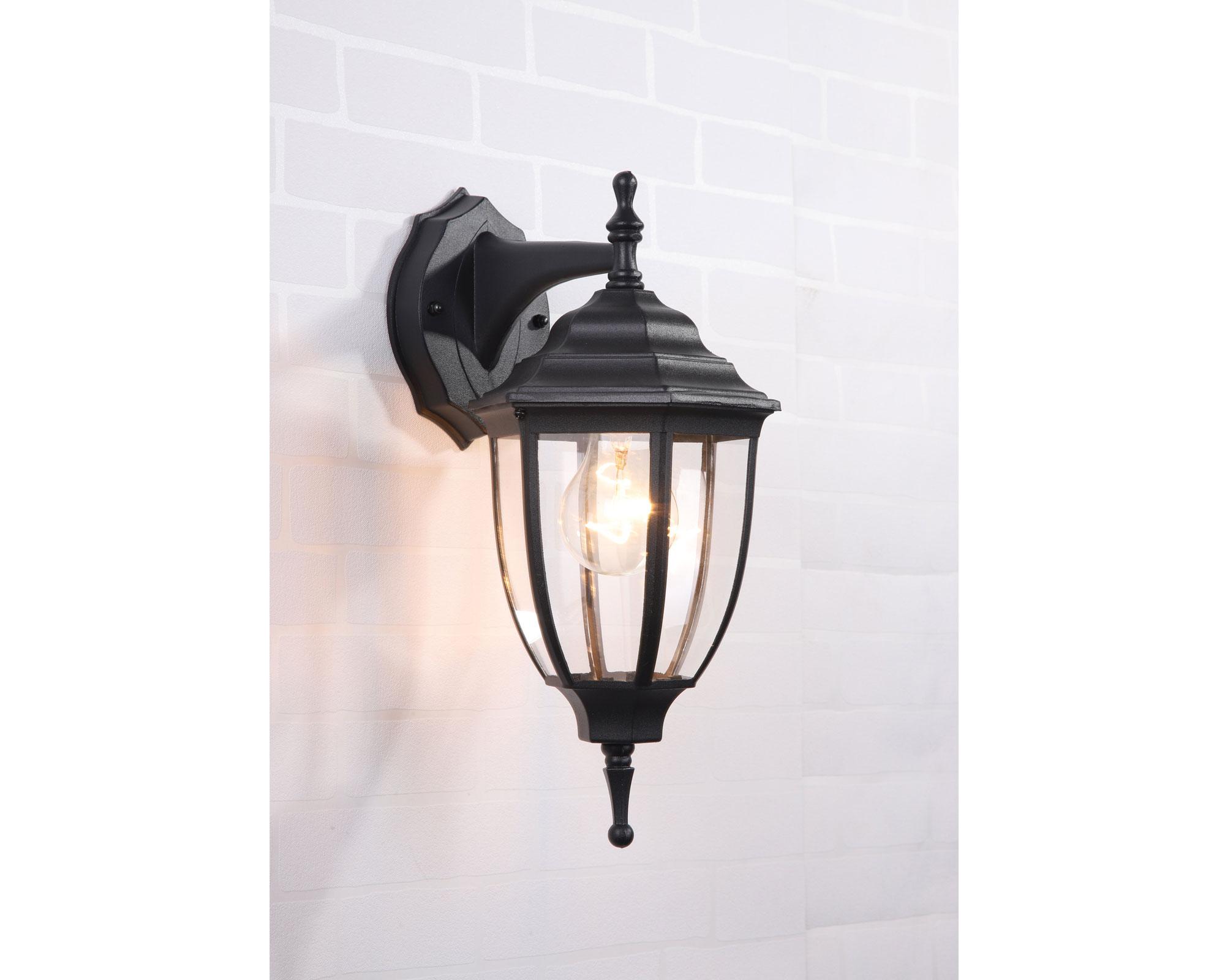 Farol pared 1L E27 negro 2 unidades Abitare.-3