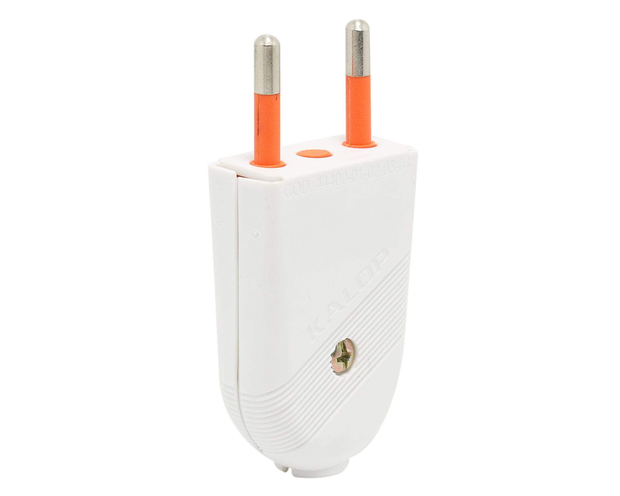 Enchufe macho 2P blanco Kalop-2