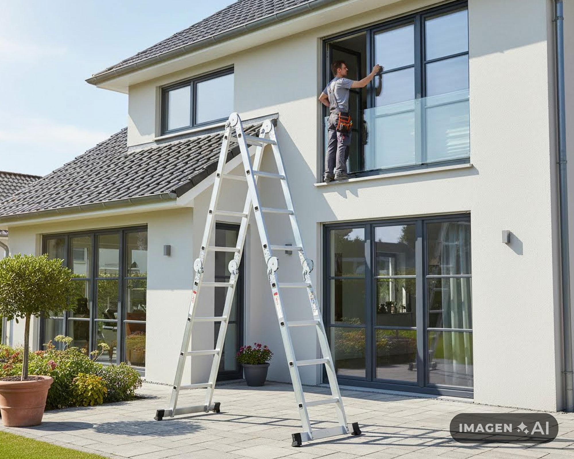 Escalera alto 4.71 m 16 peldaños multipropósito Wrk Work-4