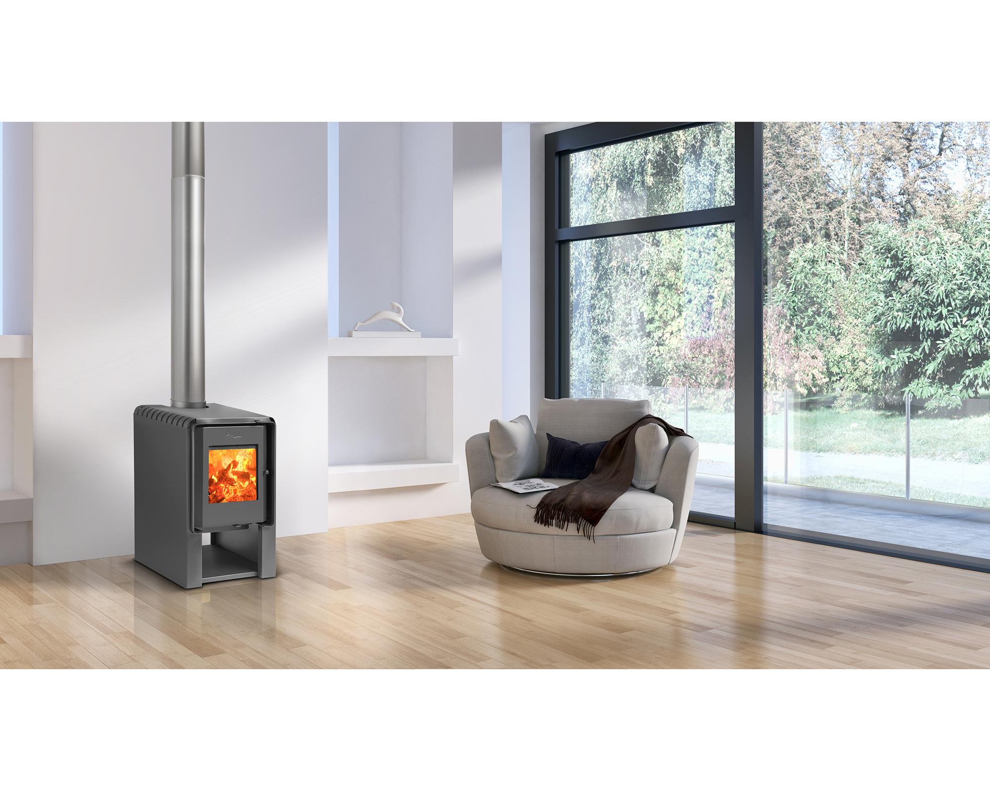 Estufa leña 10000W Scantek 380 gris-2