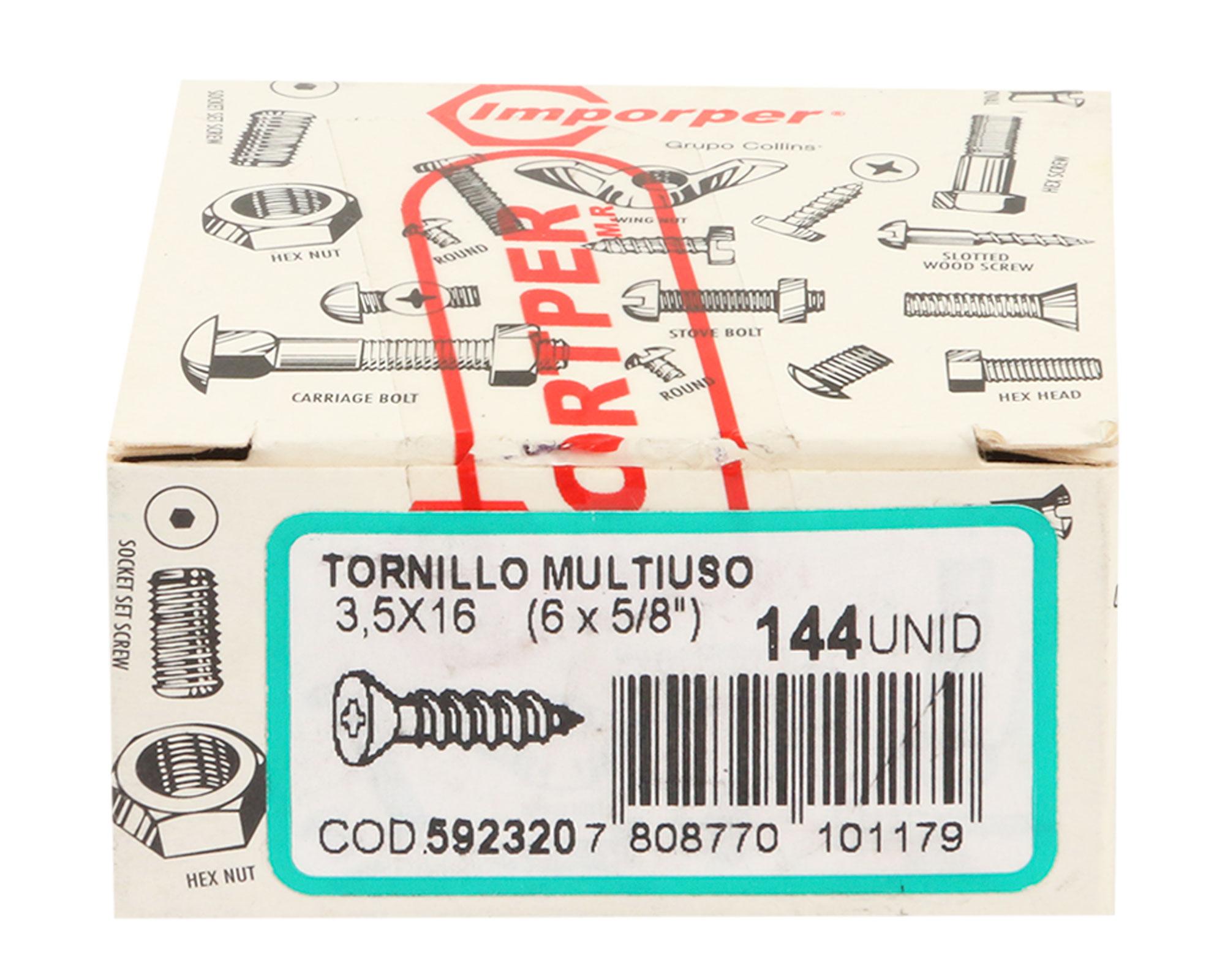 Tornillo multiuso 3,5 mmx5/8'' 144 unidades Imporper-1