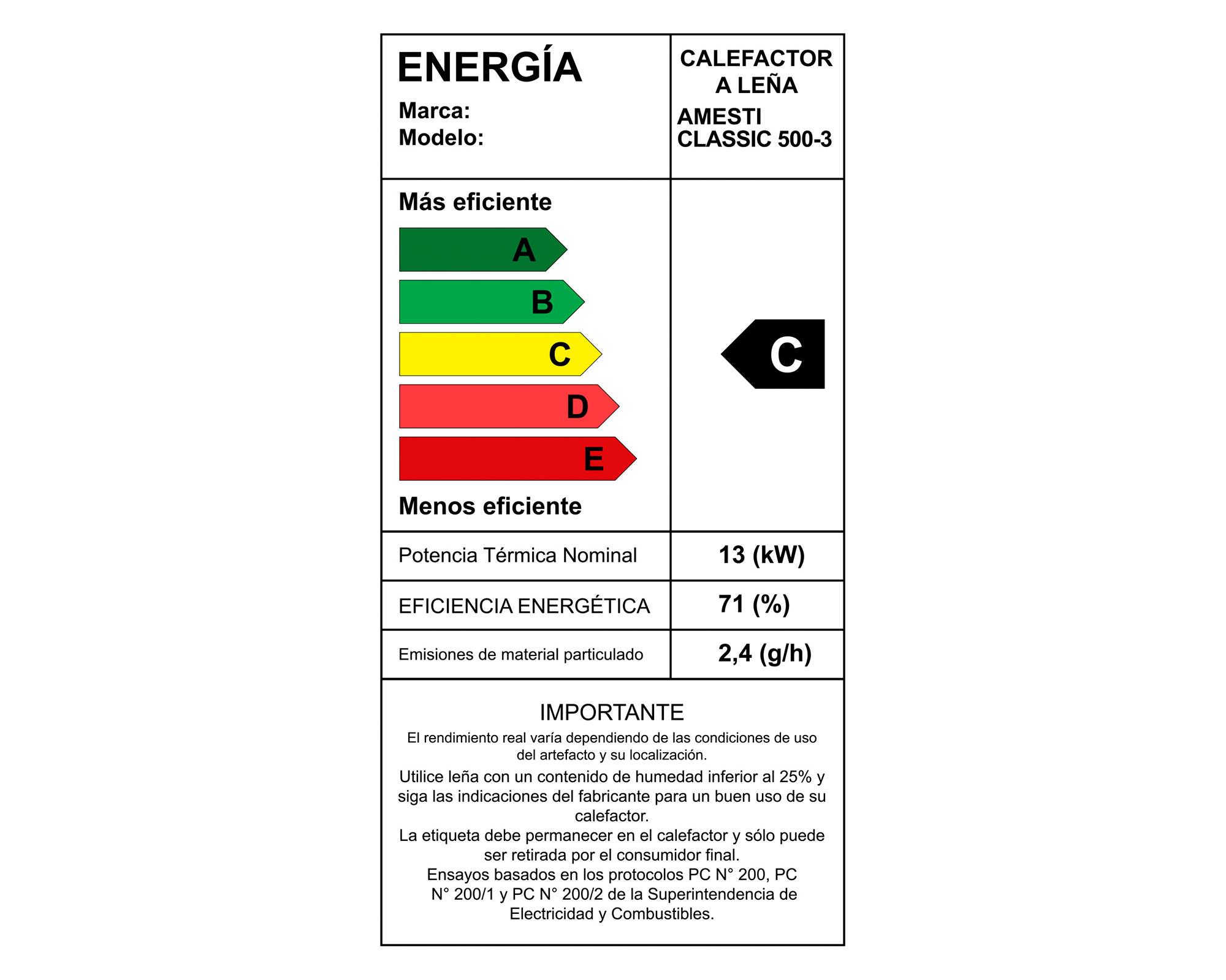 Estufa a leña 1300W Classic 500 italiano-5