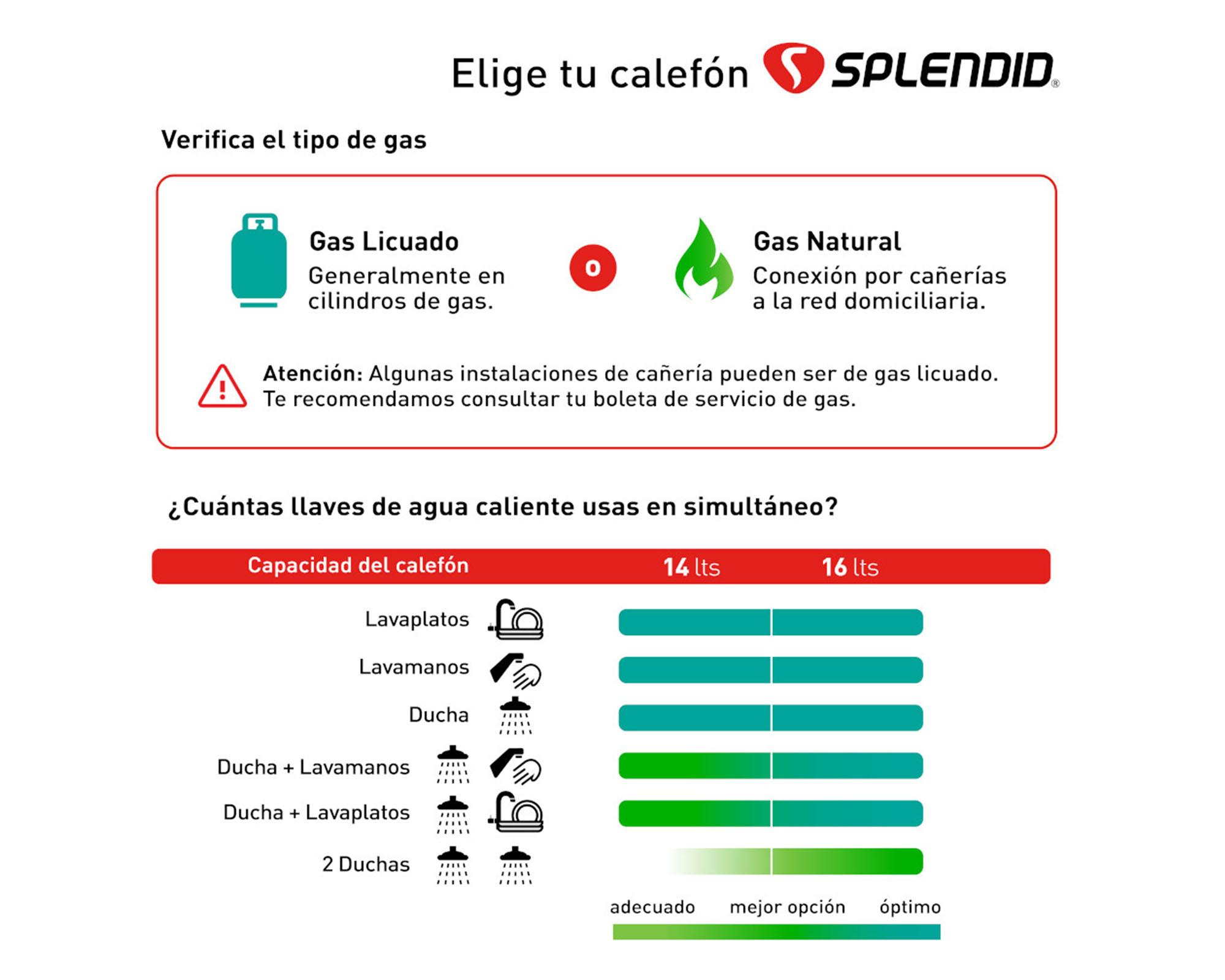 Calefont ionizado tiro natural 14 litros gas licuado Templatech Splendid-2