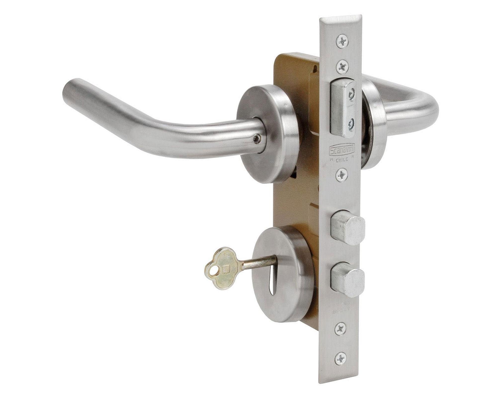 Cerradura embutida manilla dormitorio plata 1040-960L Scanavini-0