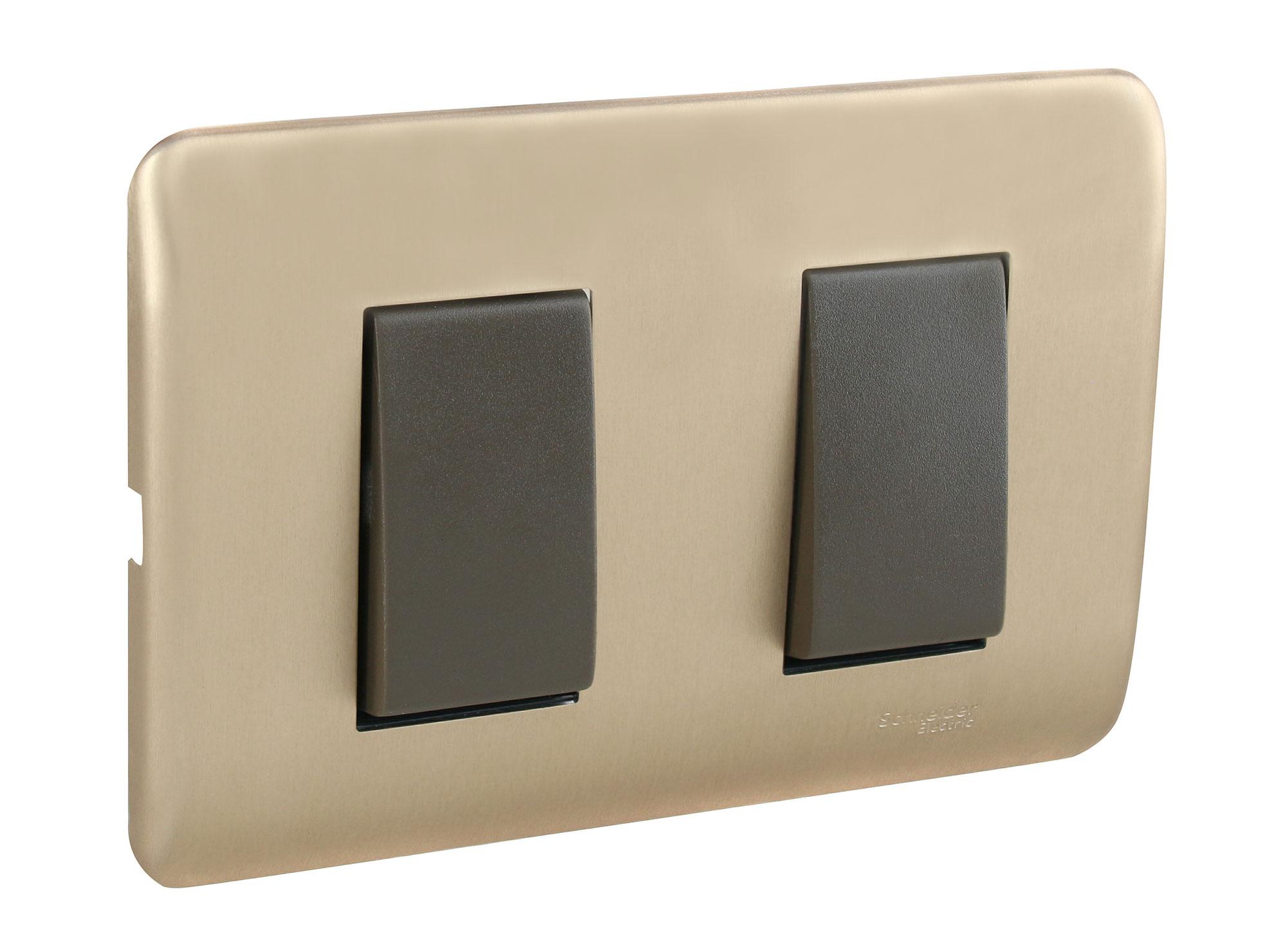 Placa armada interruptor doble iridium bronceada Schneider-1