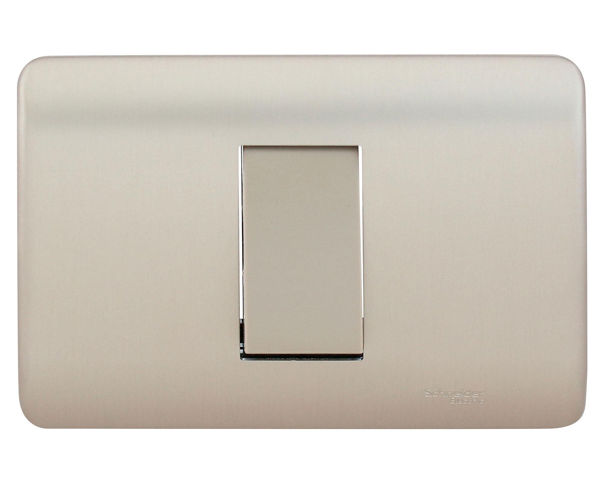 Placa armada toma corriente simple iridium champagne Schneider-0