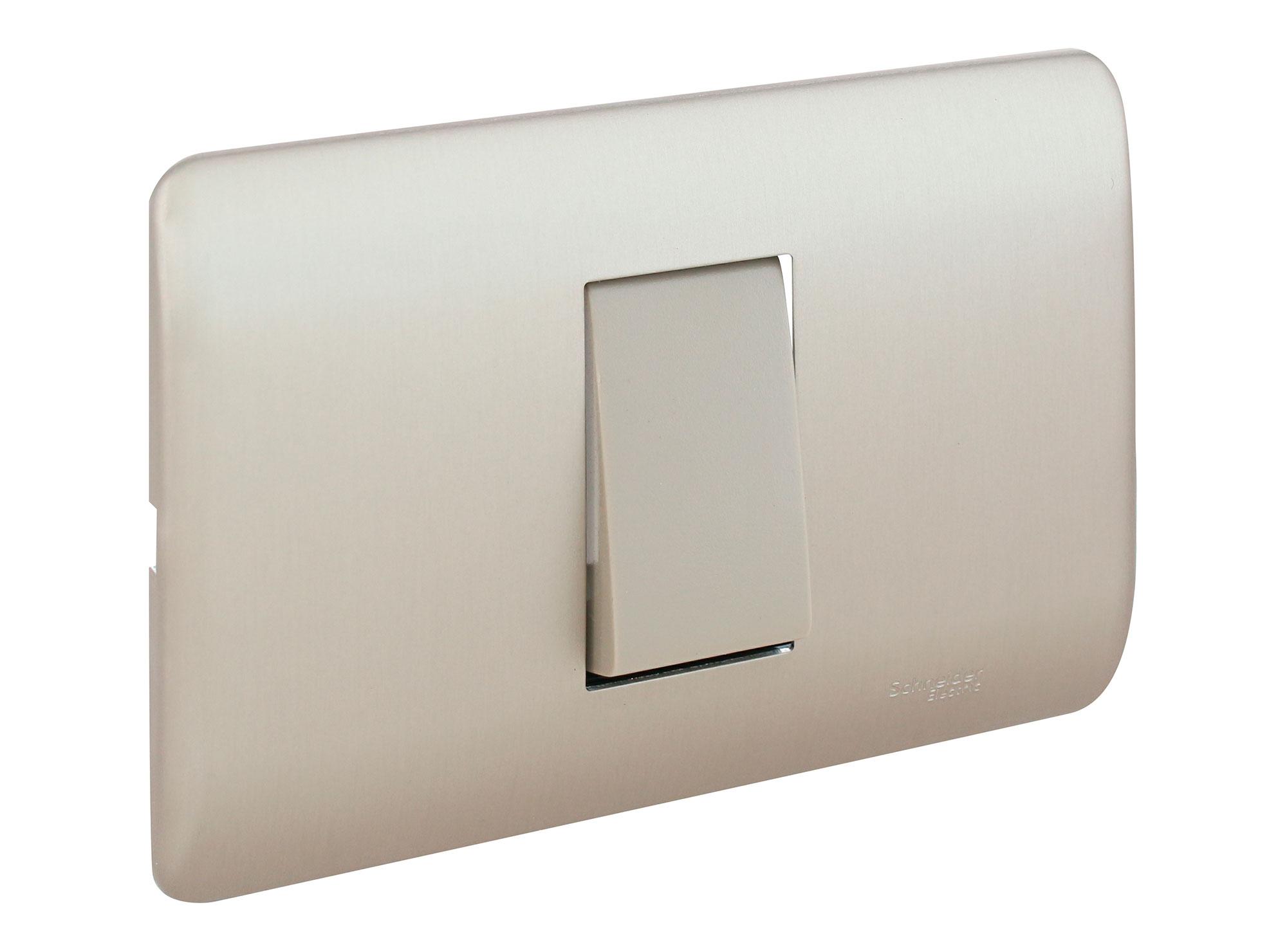 Placa armada toma corriente simple iridium champagne Schneider-1