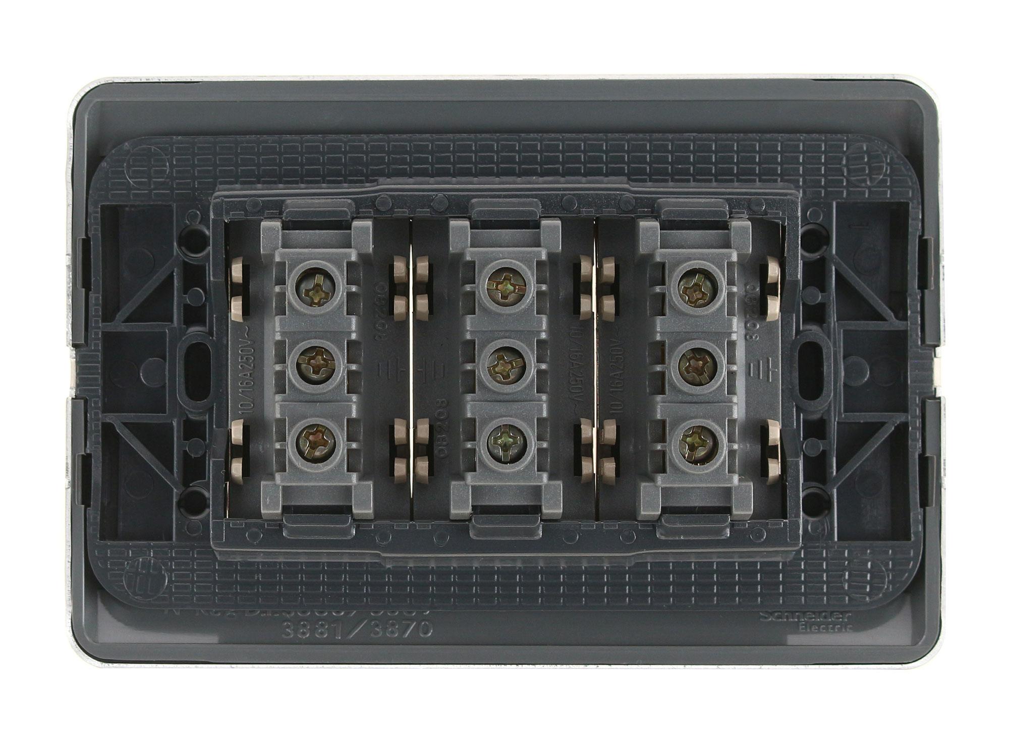 Placa armada toma corriente triple iridium champagne Schneider-2