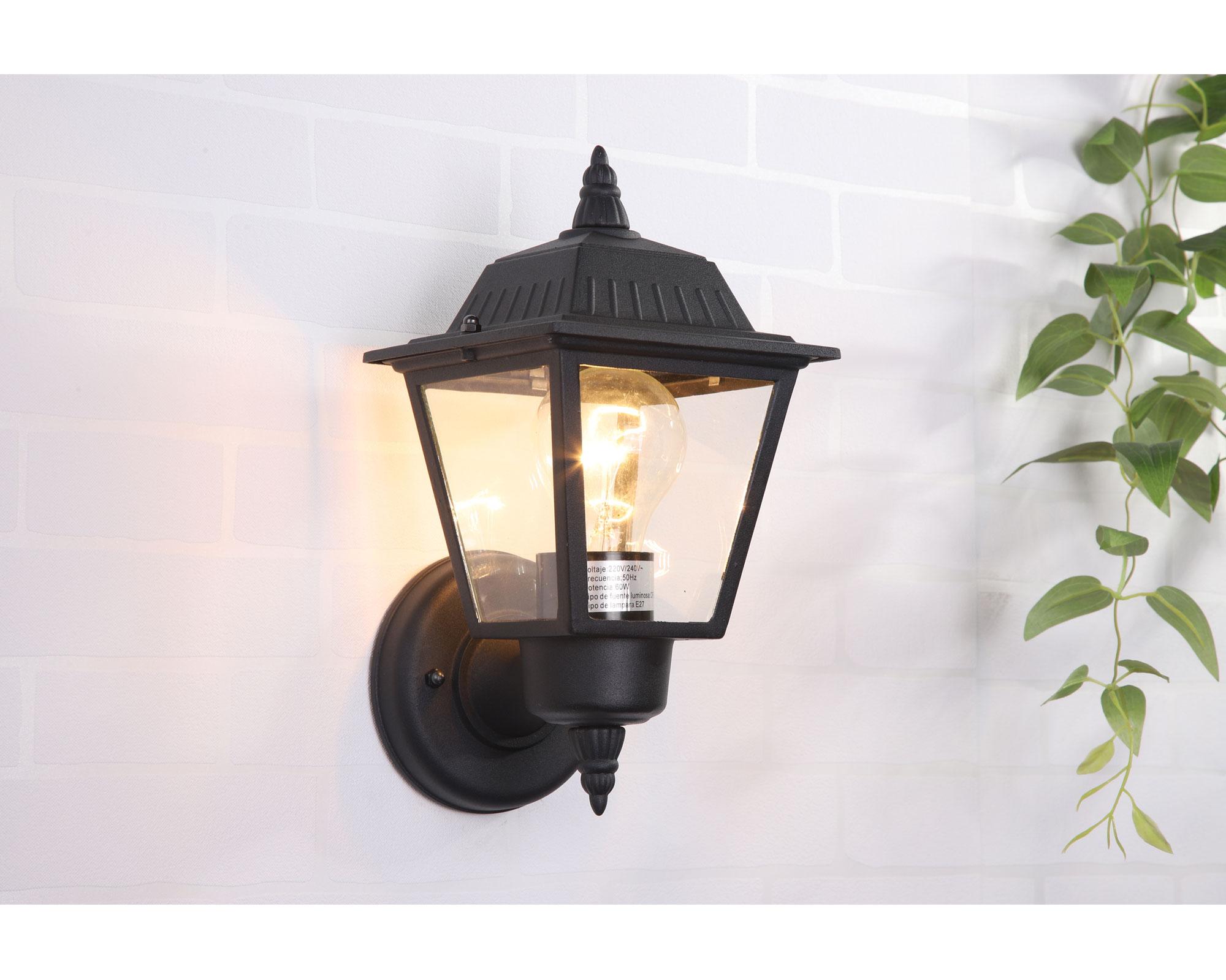 Farol pared 1L E27 negro Abitare-3