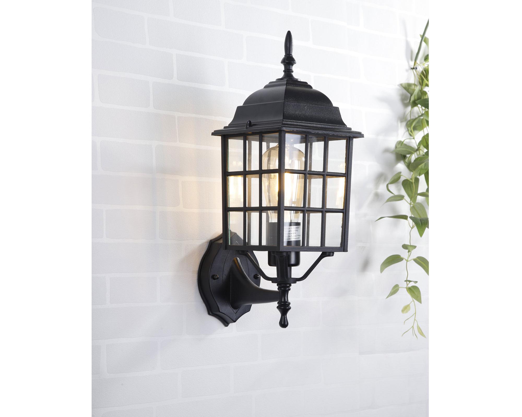 Farol pared 1L E27 negro Abitare-7