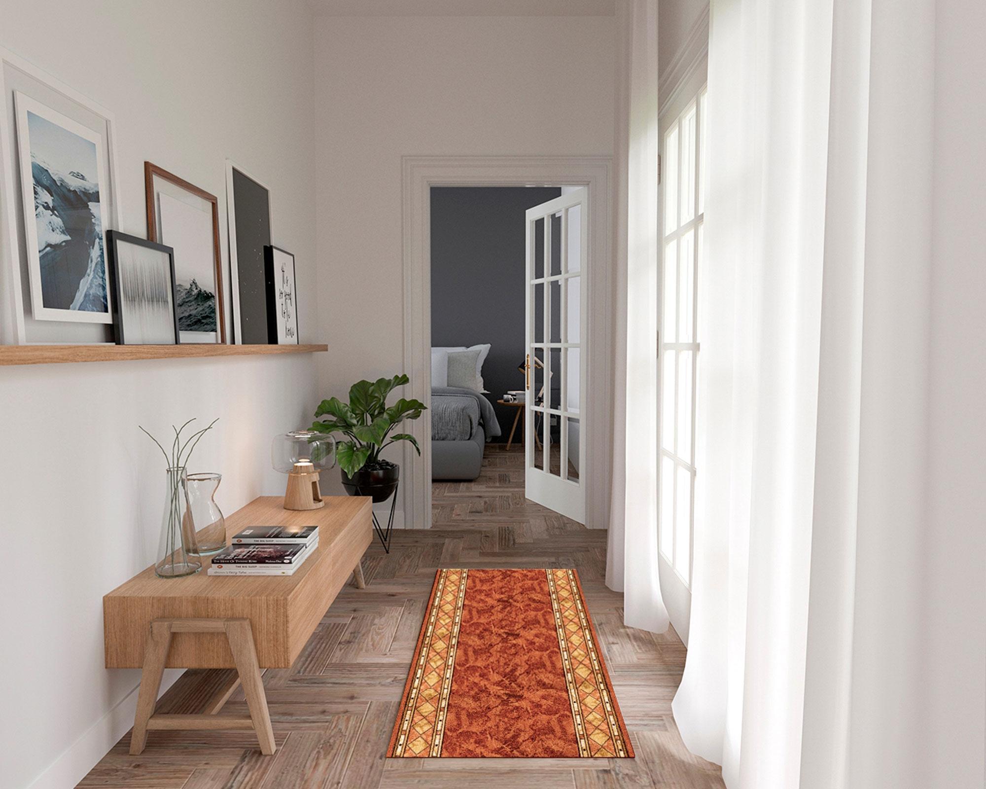 Alfombra de pasillo Madrás polipropileno terracota 67x100 cm-2