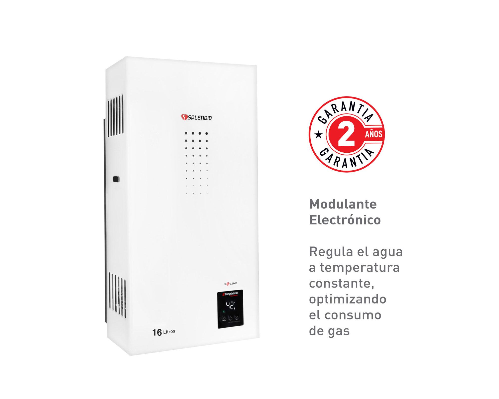 Calefont ionizado tiro natural 16 litros gas licuado Templatech Splendid-3