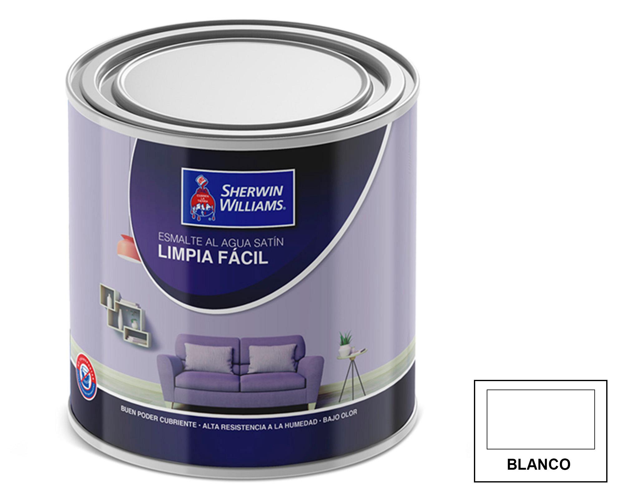 Esmalte al agua 1/4 galón Limpia fácil blanco Sherwin Williams-0