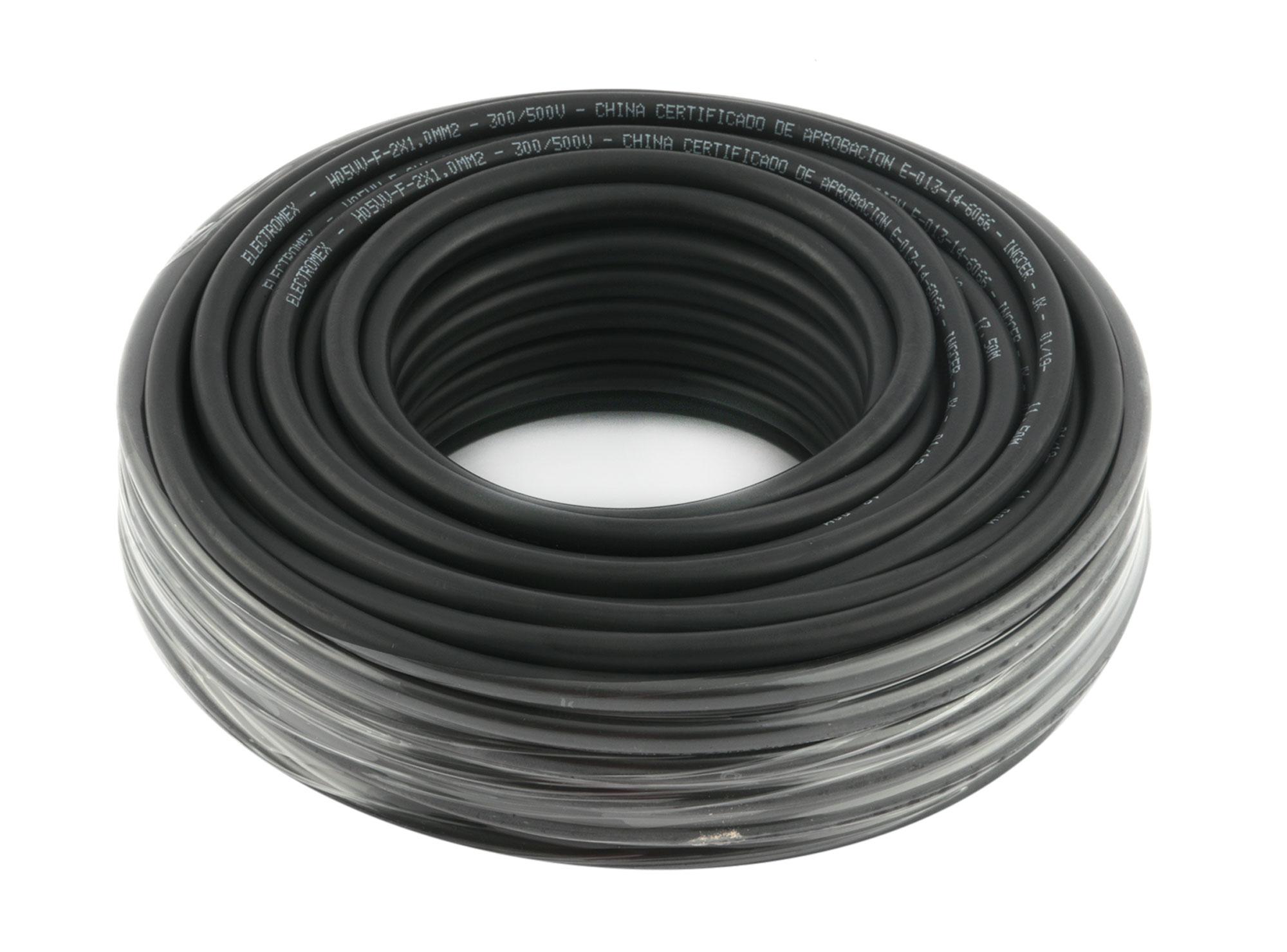 Rollo cordon h05vv-f 2x1 negro10mts Electromex-0