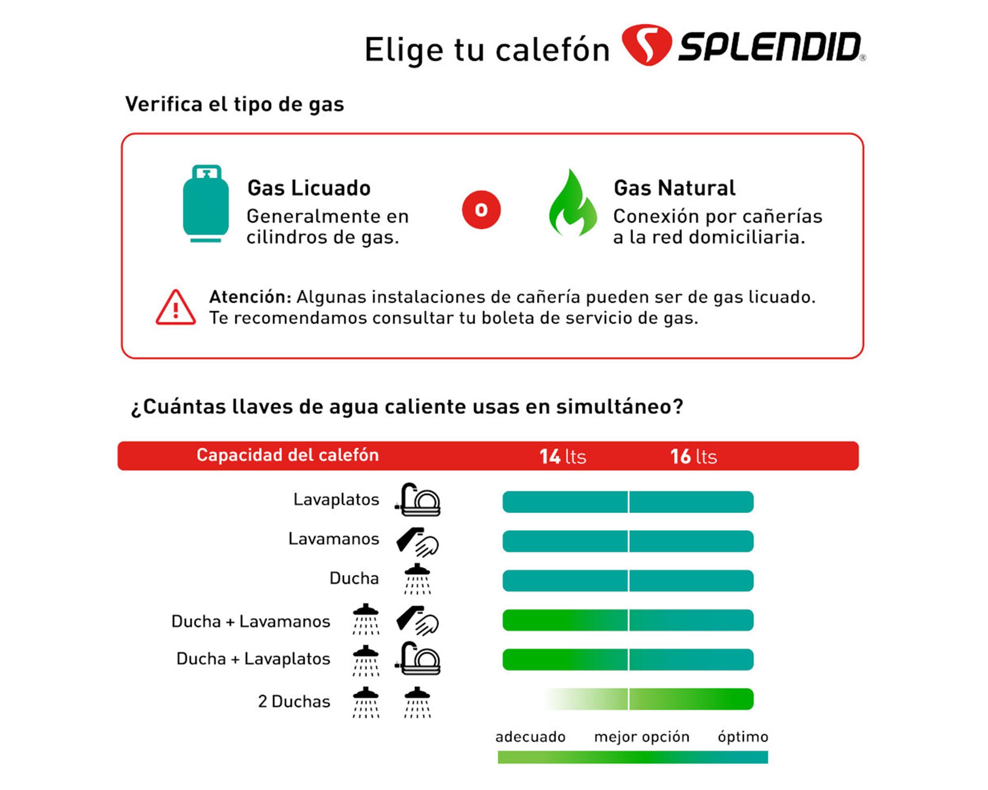 Calefont ionizado tiro natural 16 litros gas natural Templatech Splendid-2