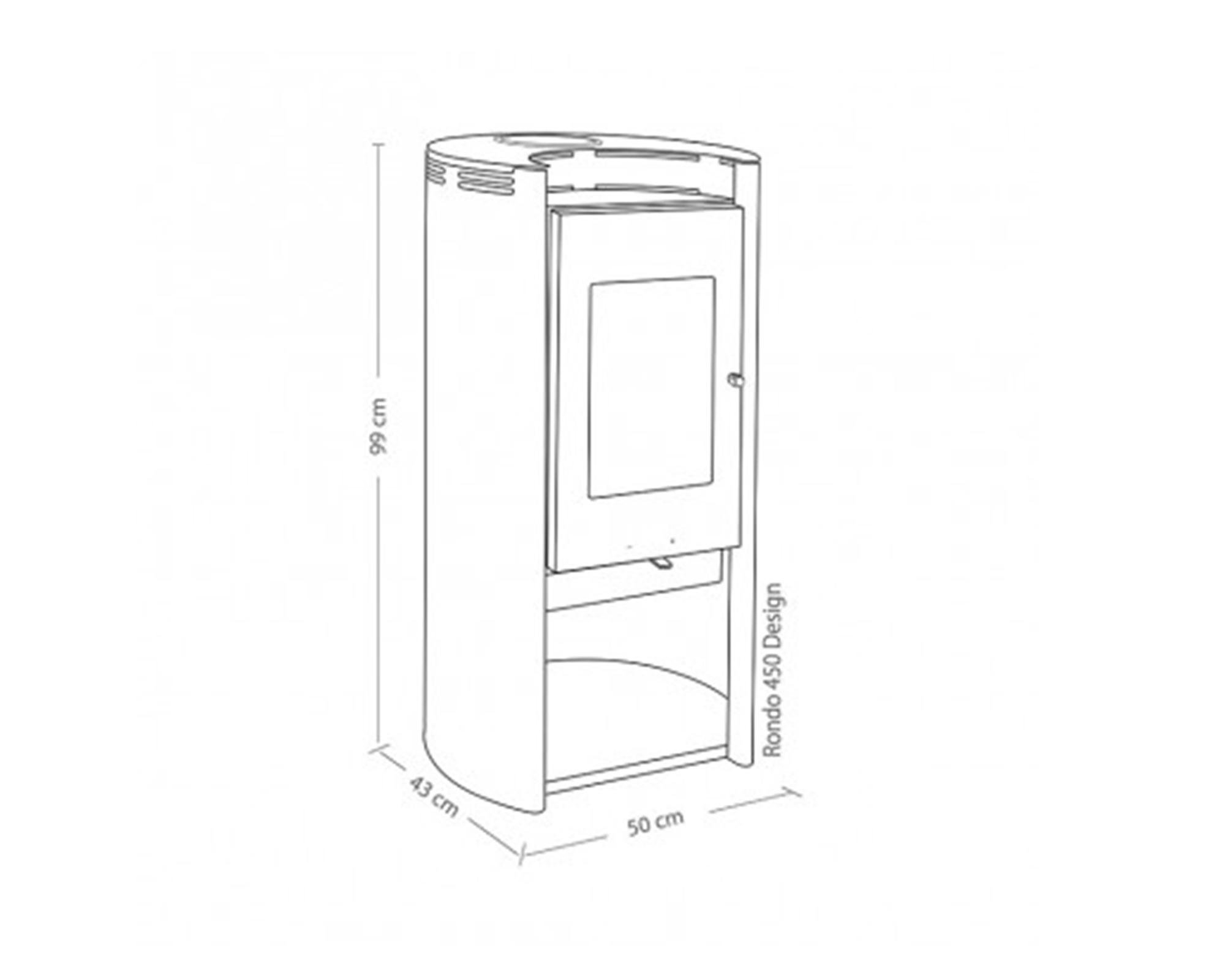 Calefactor a leña 50-191 m2 Rondo 450 Design gris-3