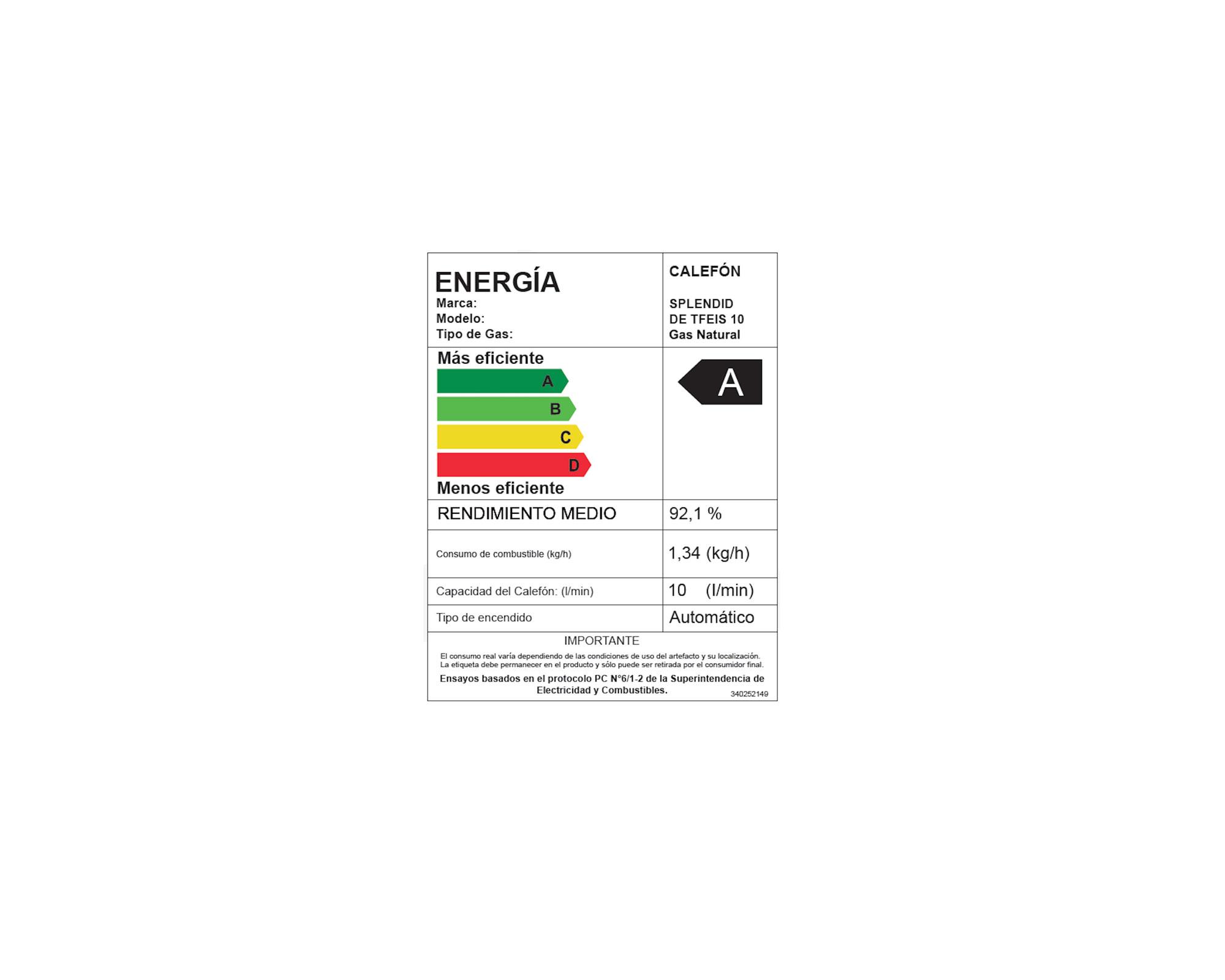 Calefont tiro forzado 10 litros gas natural Master Splendid-8