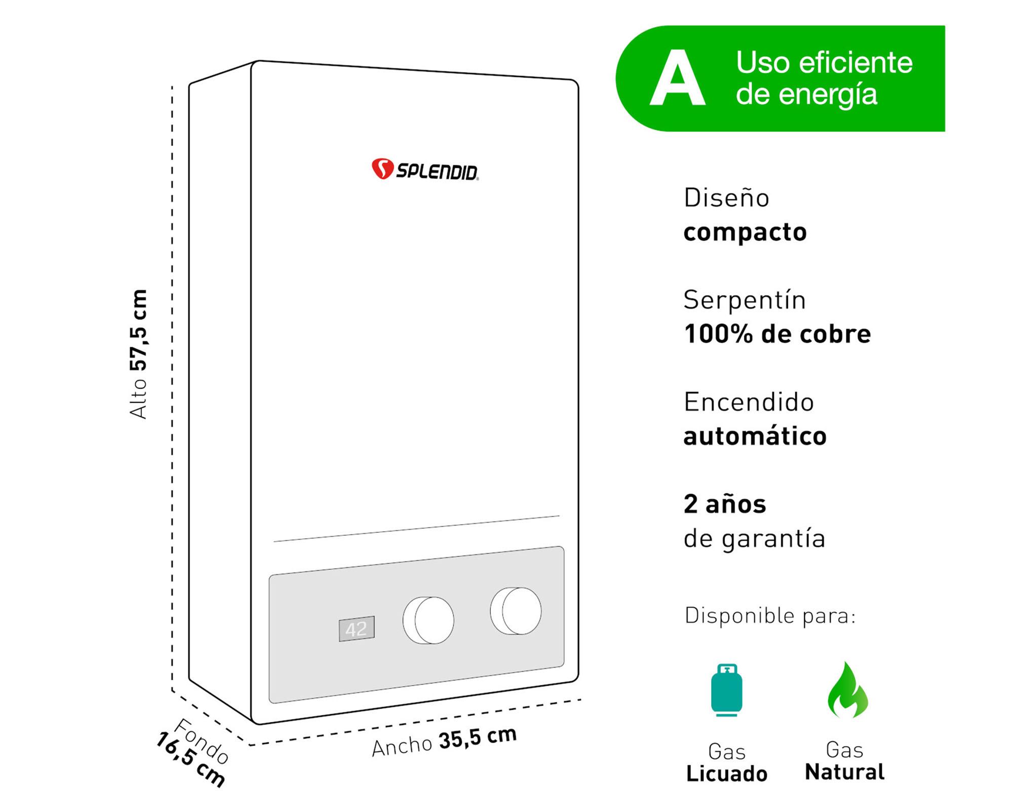 Calefont ionizado tiro forzado 13 litros gas licuado Master Splendid-5