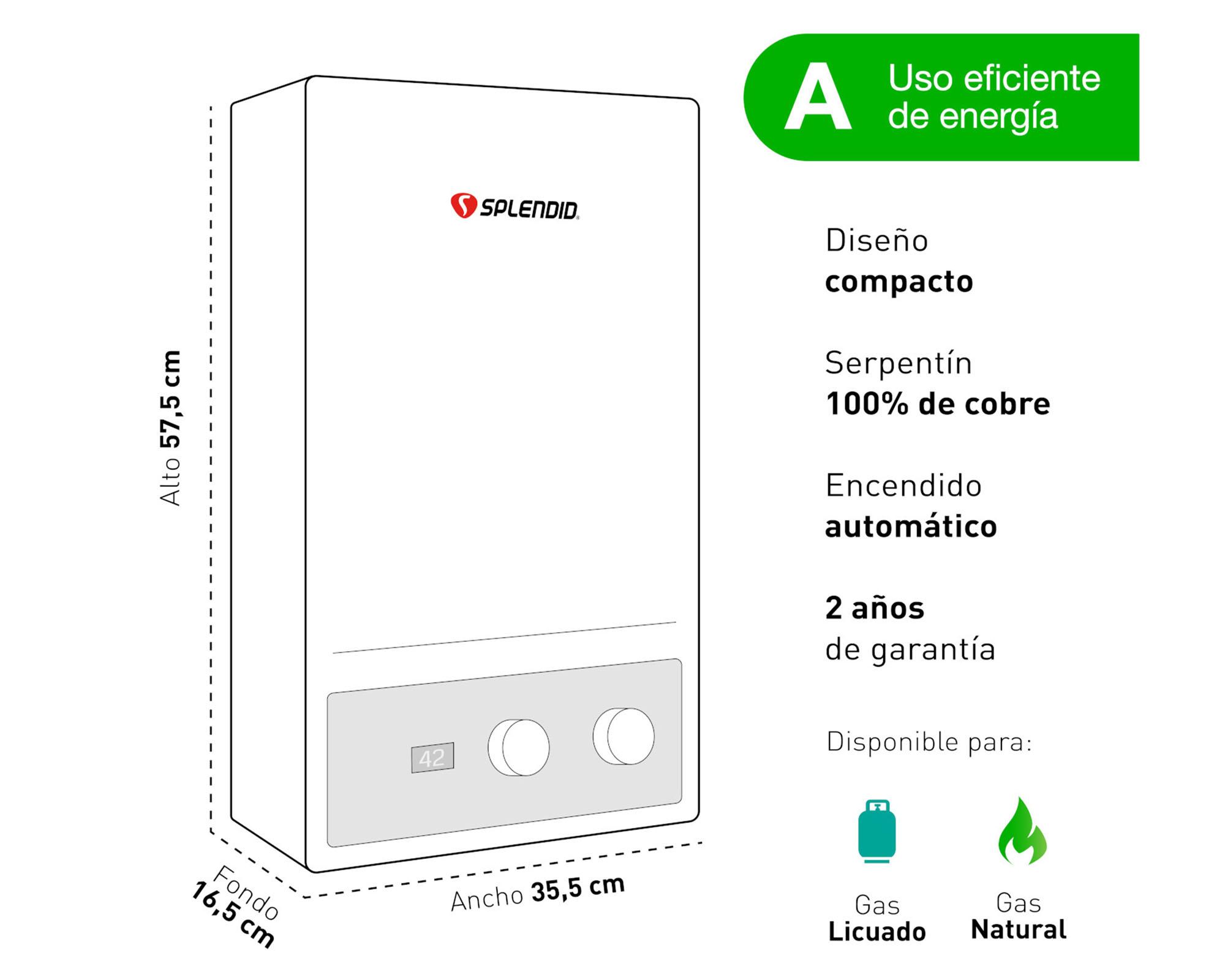 Calefont tiro forzado 13 litros gas natural Master Splendid-5