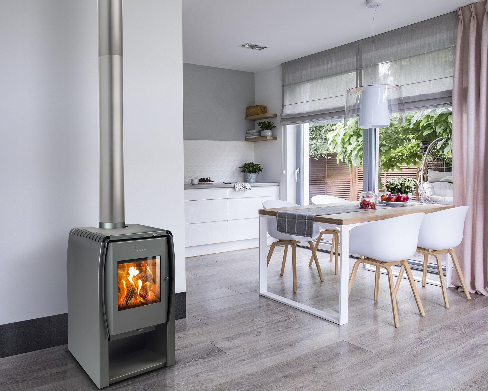 Estufa a leña 12000 Kcal/h Nordic 450 grafito Amesti-6