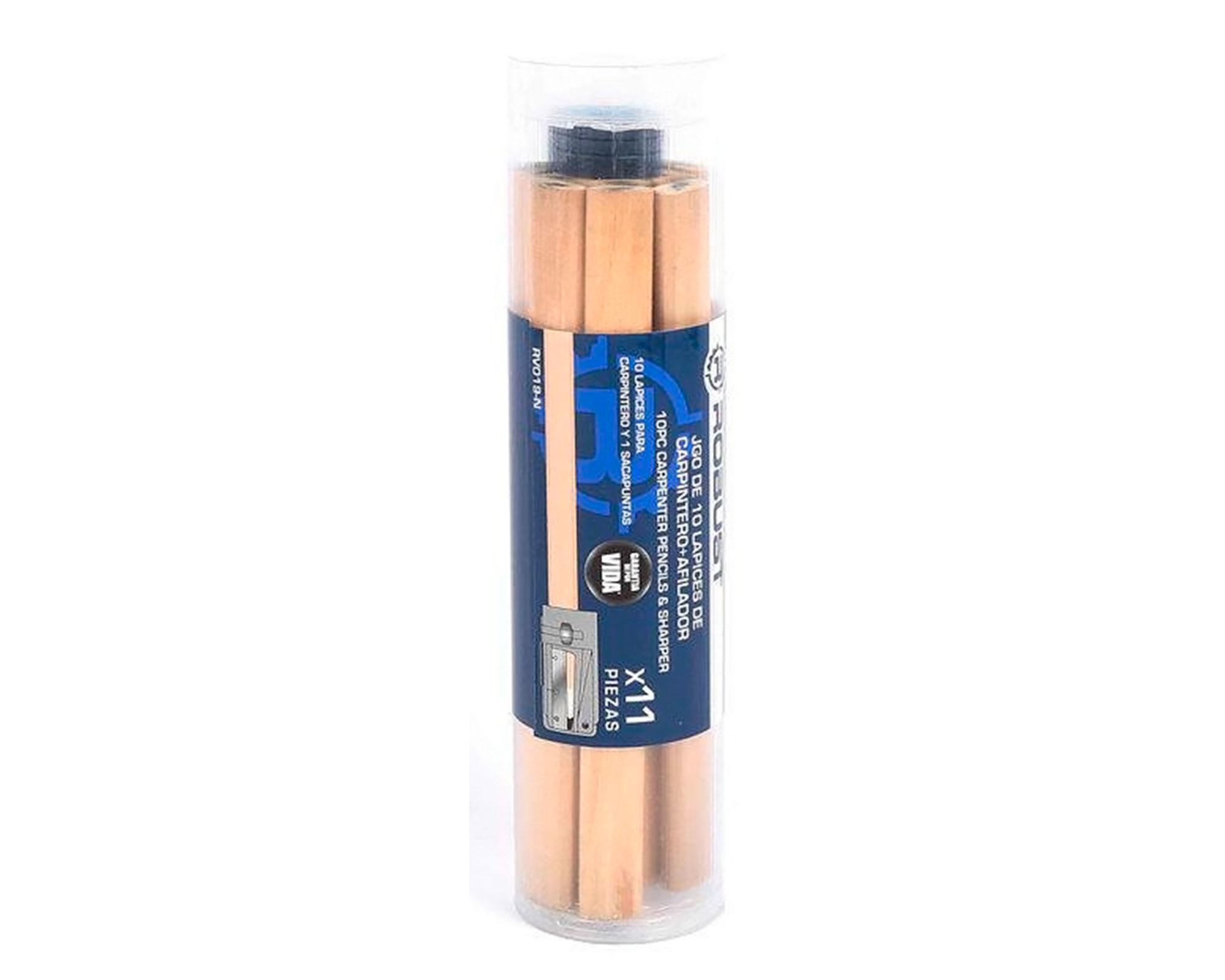 Juego 10 lápices carpintería + afilador-0