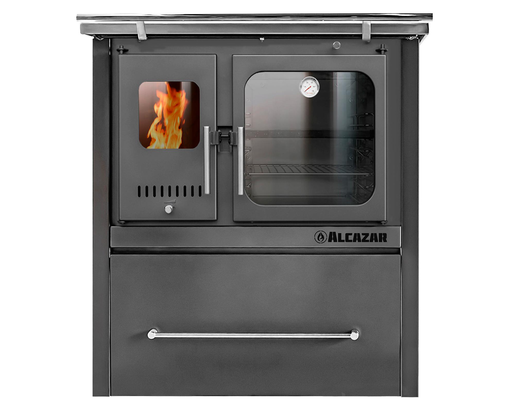 Cocina leña combustión lenta europea M80 Gris-0